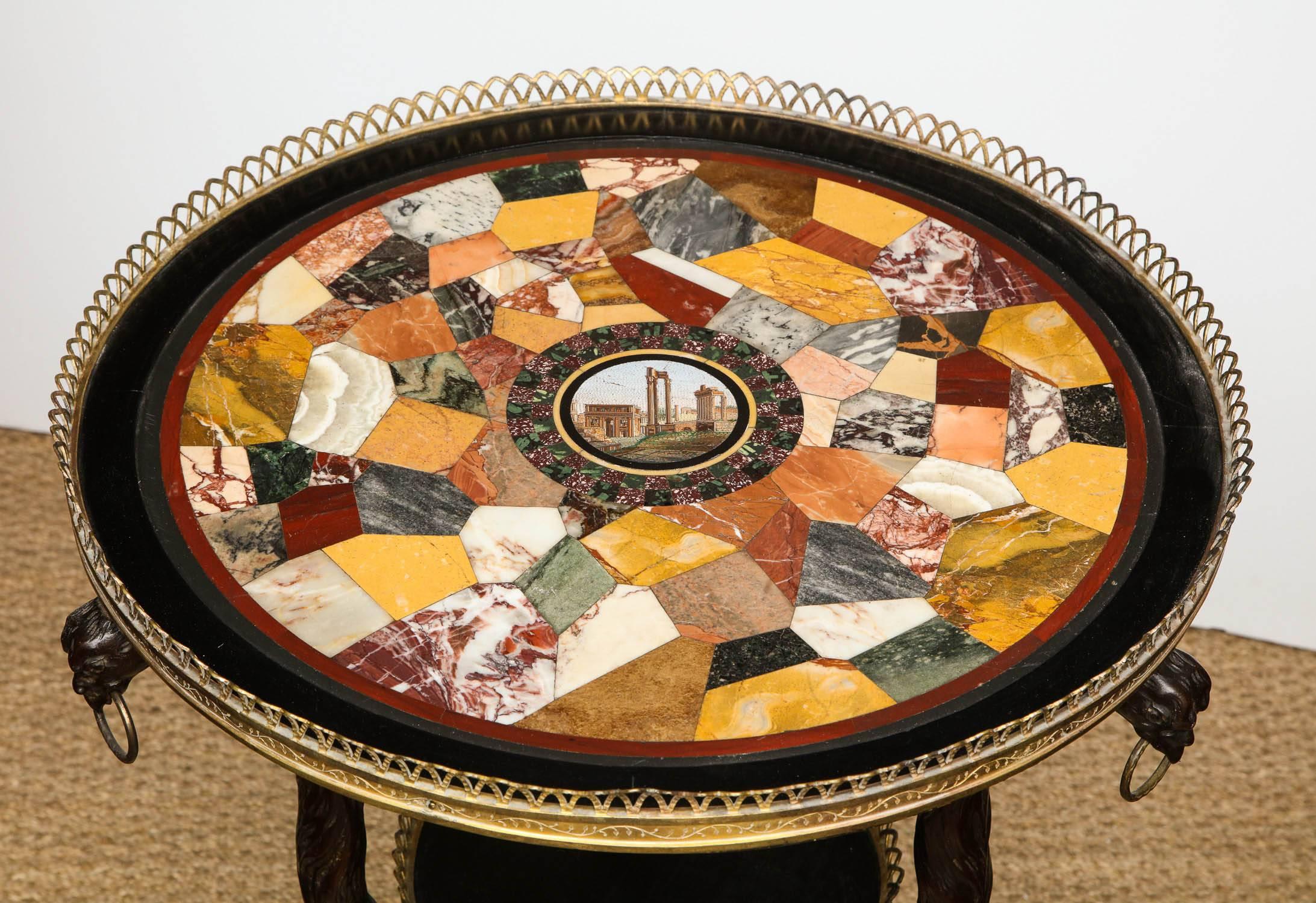 Biedermeier Austrian Neoclassical Gueridon with Micro Mosaic and Specimen Marble Top For Sale