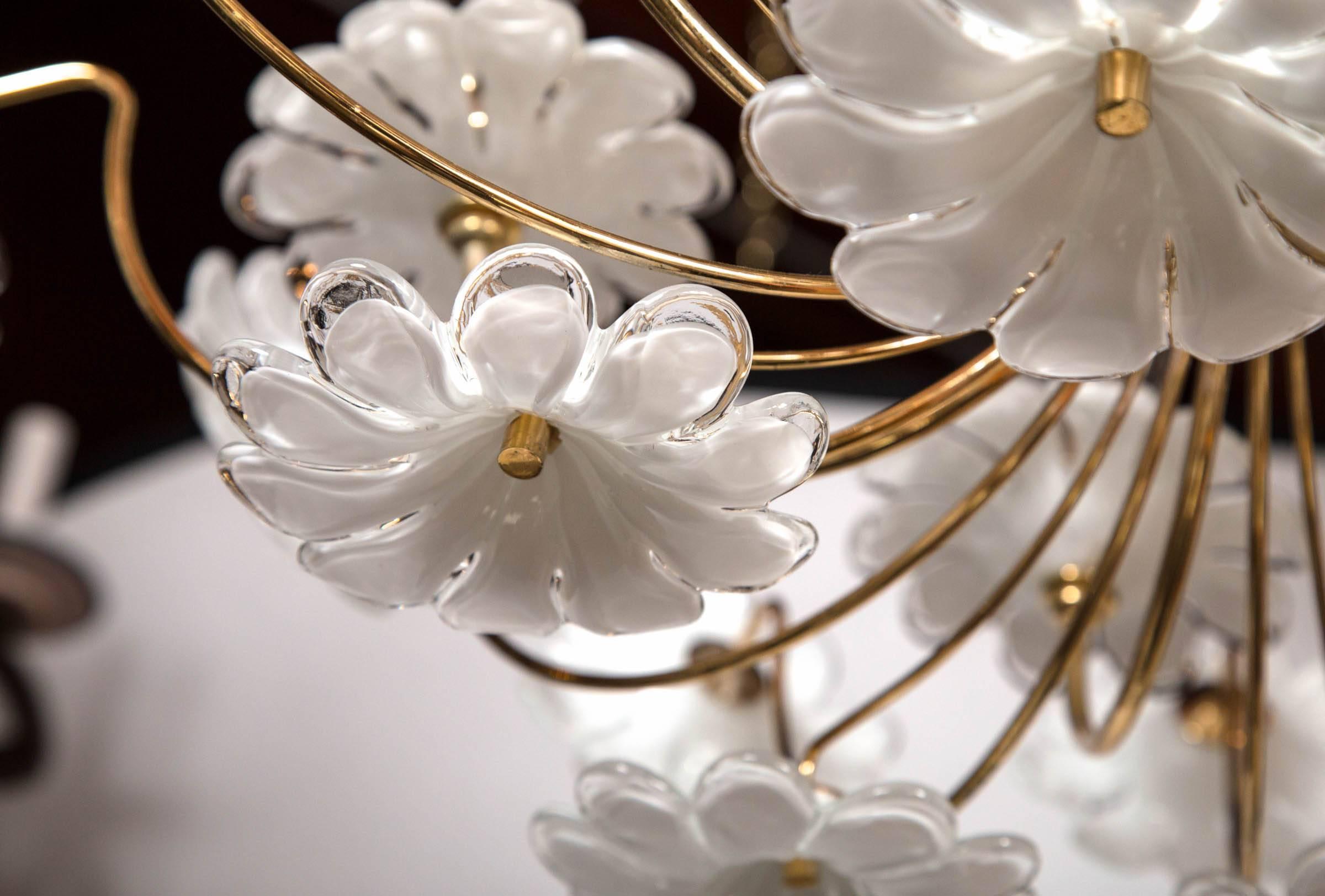 Mid-20th Century 1960s Murano Venetian Glass Model Flower Chandelier