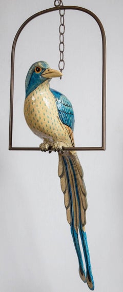 Sergio Bustamante Papier Mâché Bird on Swing
