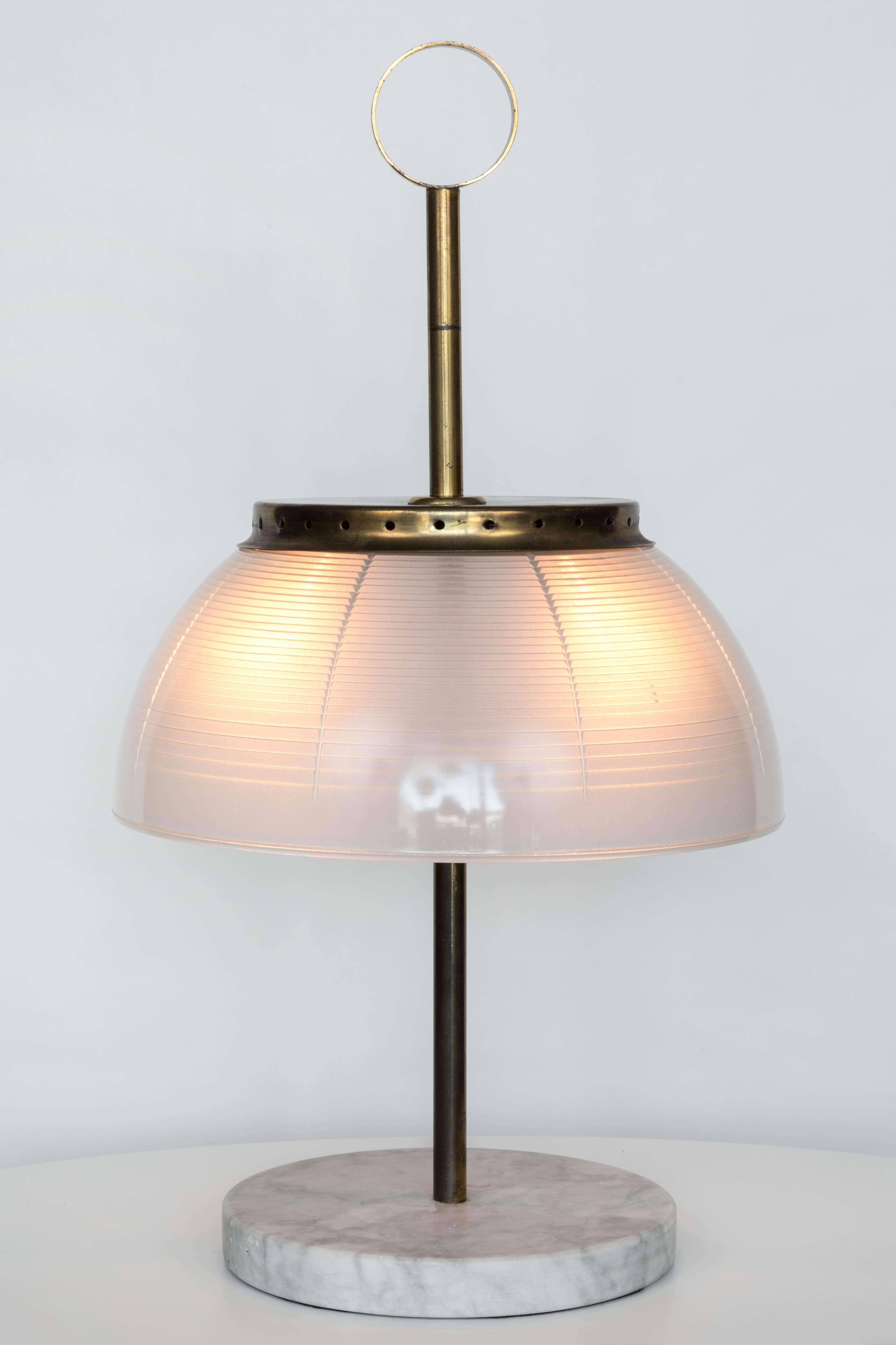 Mid-20th Century Rare 1960s Sergio Mazza Brass and Marble Table Lamp for Artemide