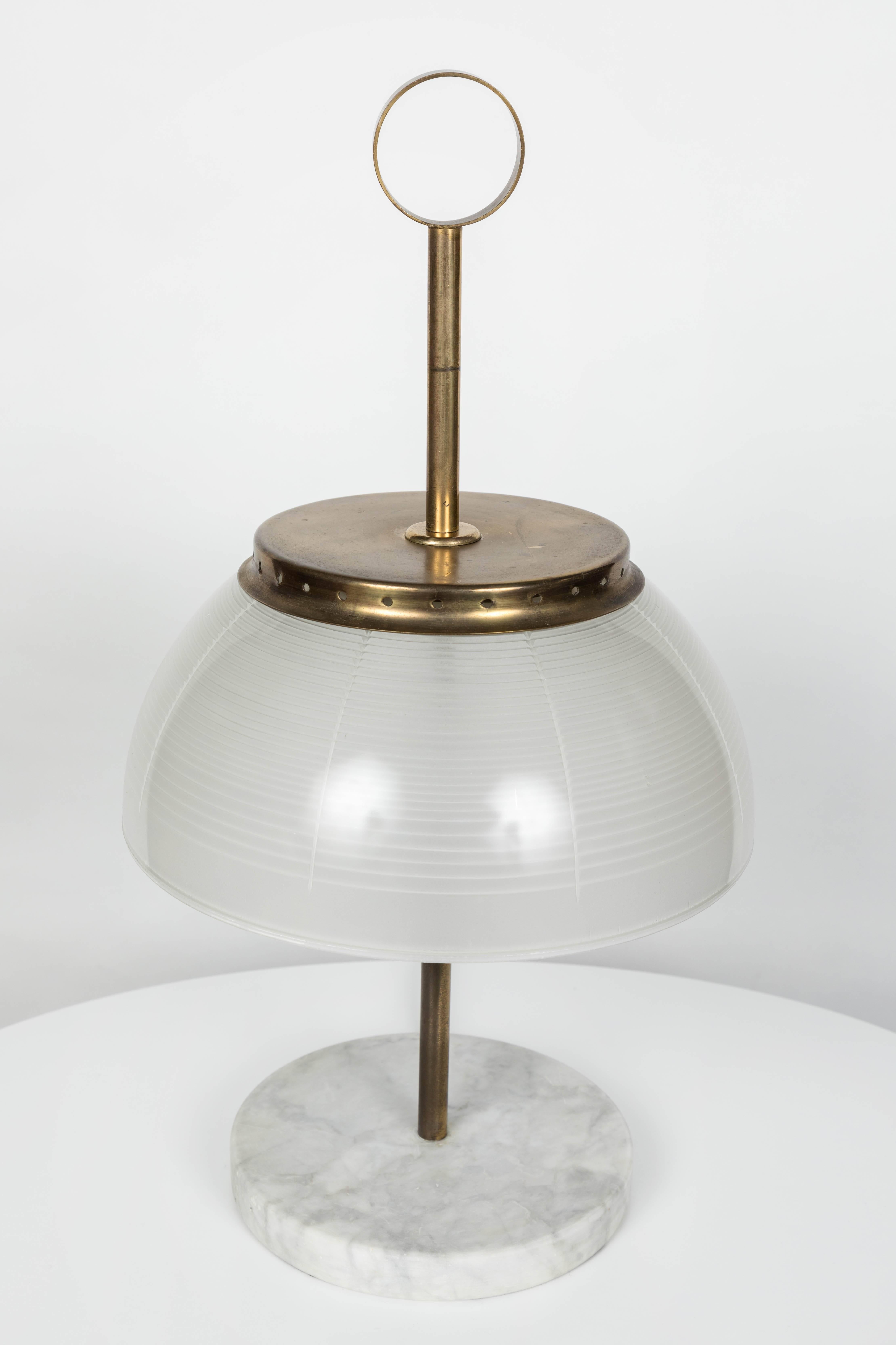 Italian Rare 1960s Sergio Mazza Brass and Marble Table Lamp for Artemide