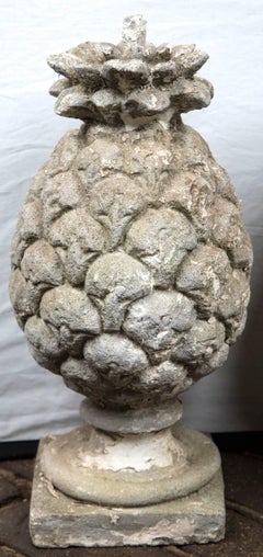 Pair of Early 20th Century Cast Stone Pineapples Garden Ornaments