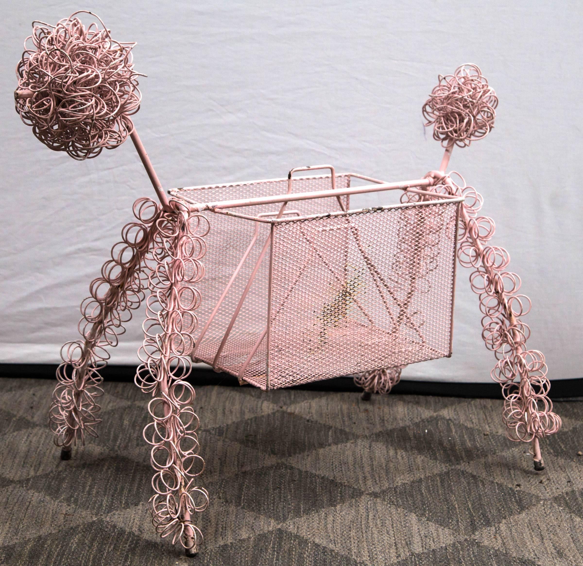 Mid-20th Century Frederick Weinberg Pink Poodle Magazine Stand For Sale