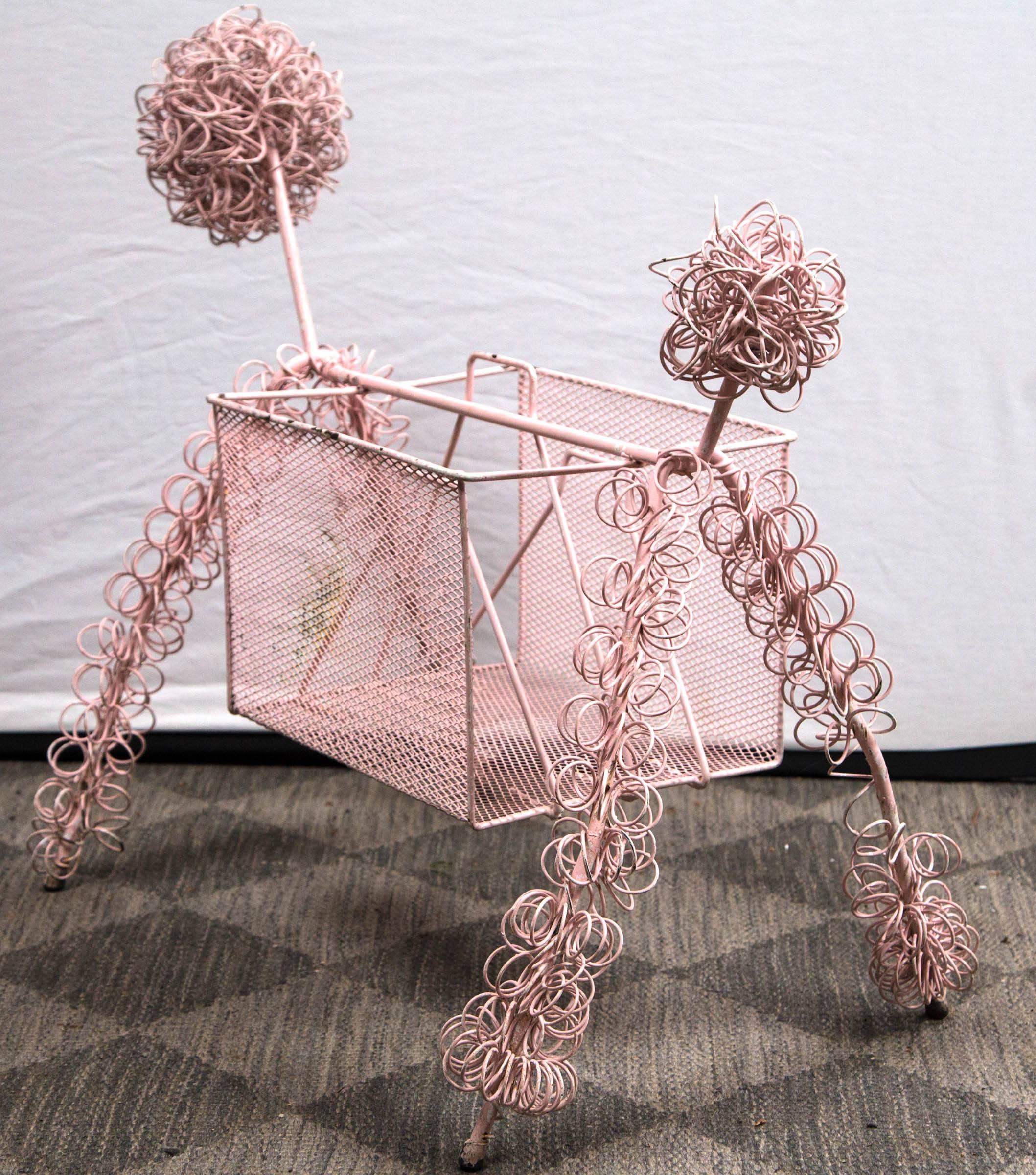Metal Frederick Weinberg Pink Poodle Magazine Stand For Sale