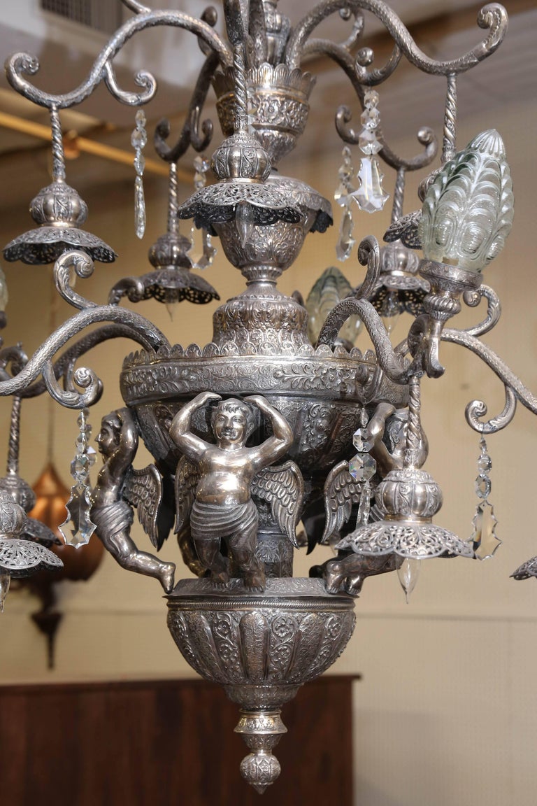 1926 Sterling Silver Chandelier from India For Sale at 1stDibs indian