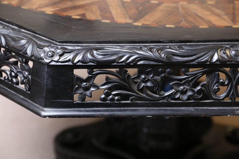 Solid Ebony Hexagonal Specimen Wood Table from Sri Lanka For Sale at 1stdibs