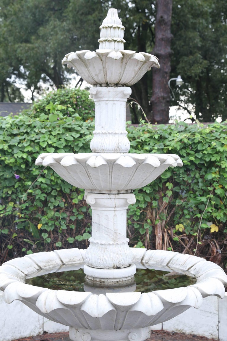 HandCarved White Marble Fountain with Surround from a Park in India at