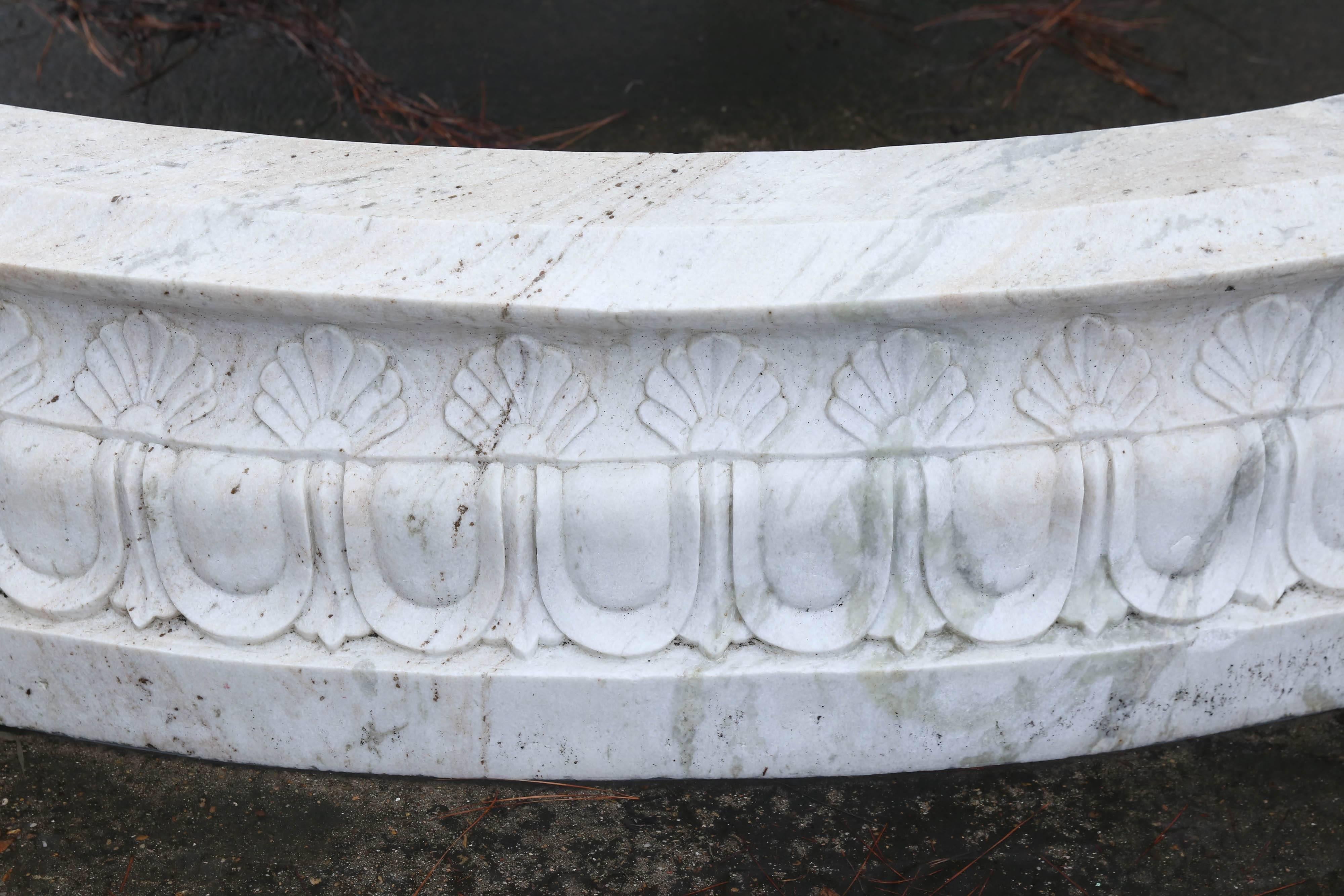 Indian Hand-Carved White Marble Fountain with Surround from a Park in India