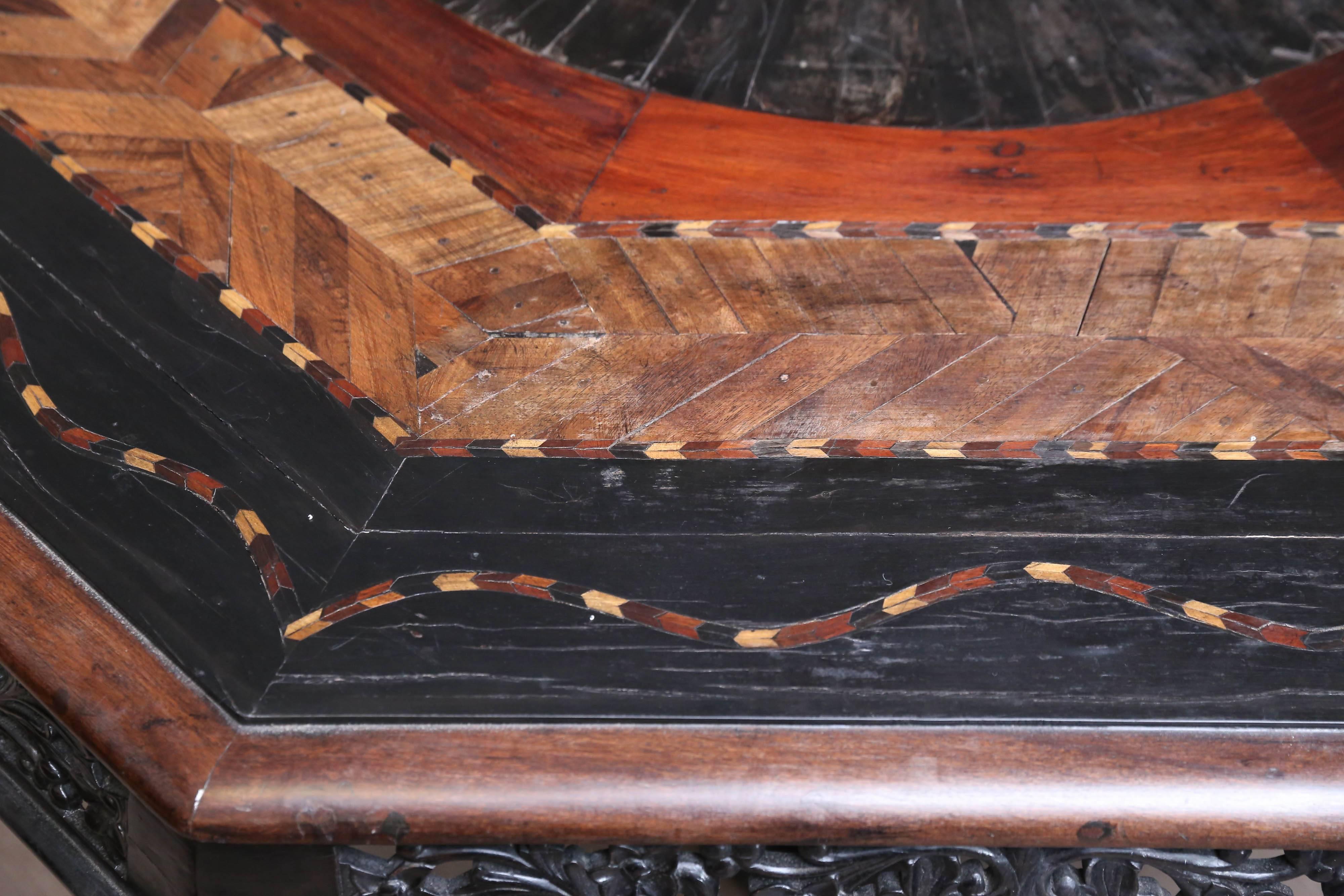 Asian Extraordinary 1850s Solid Ebony Hexagonal Specimen Wood Table from Sri Lanka For Sale