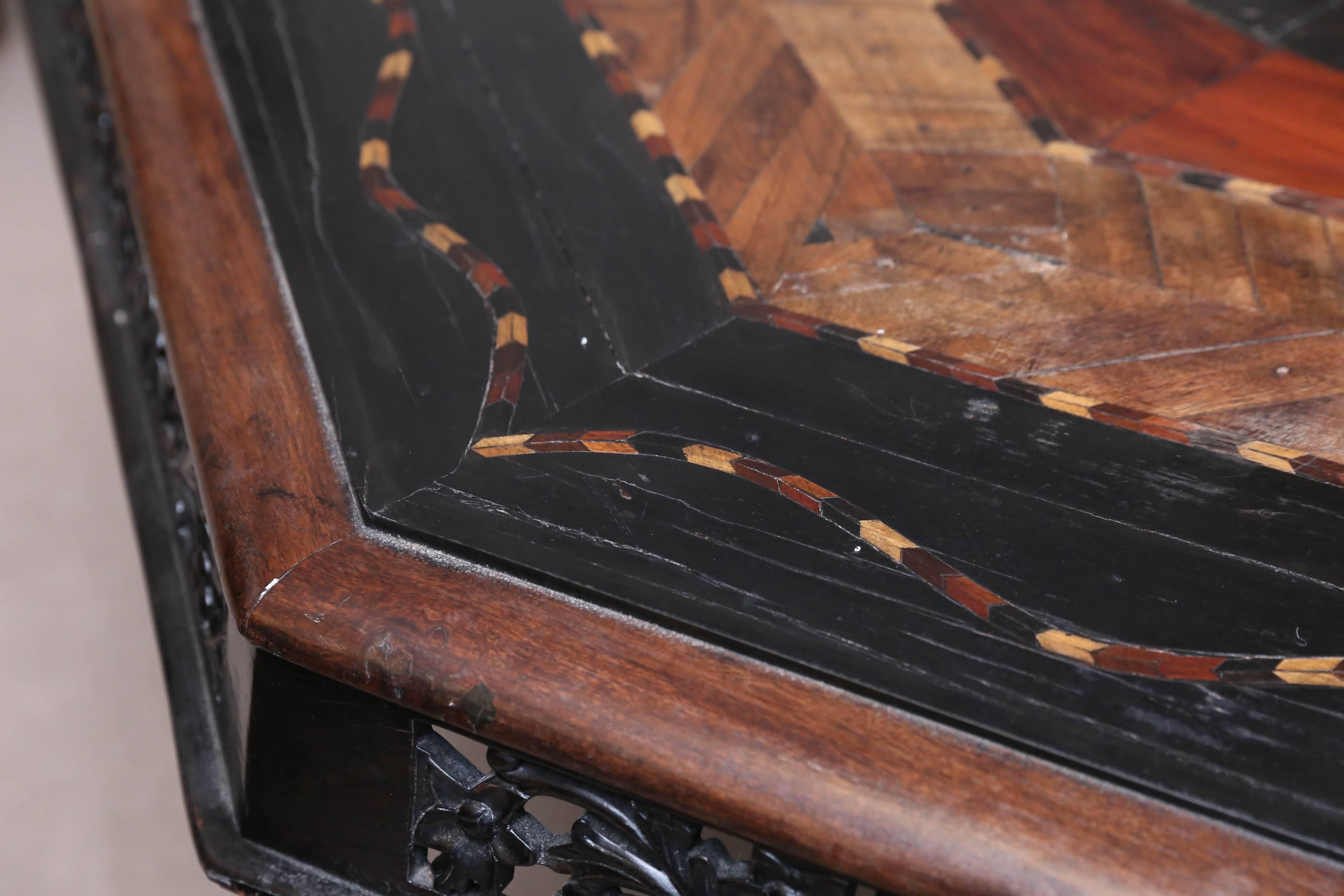 Mid-19th Century Extraordinary 1850s Solid Ebony Hexagonal Specimen Wood Table from Sri Lanka For Sale