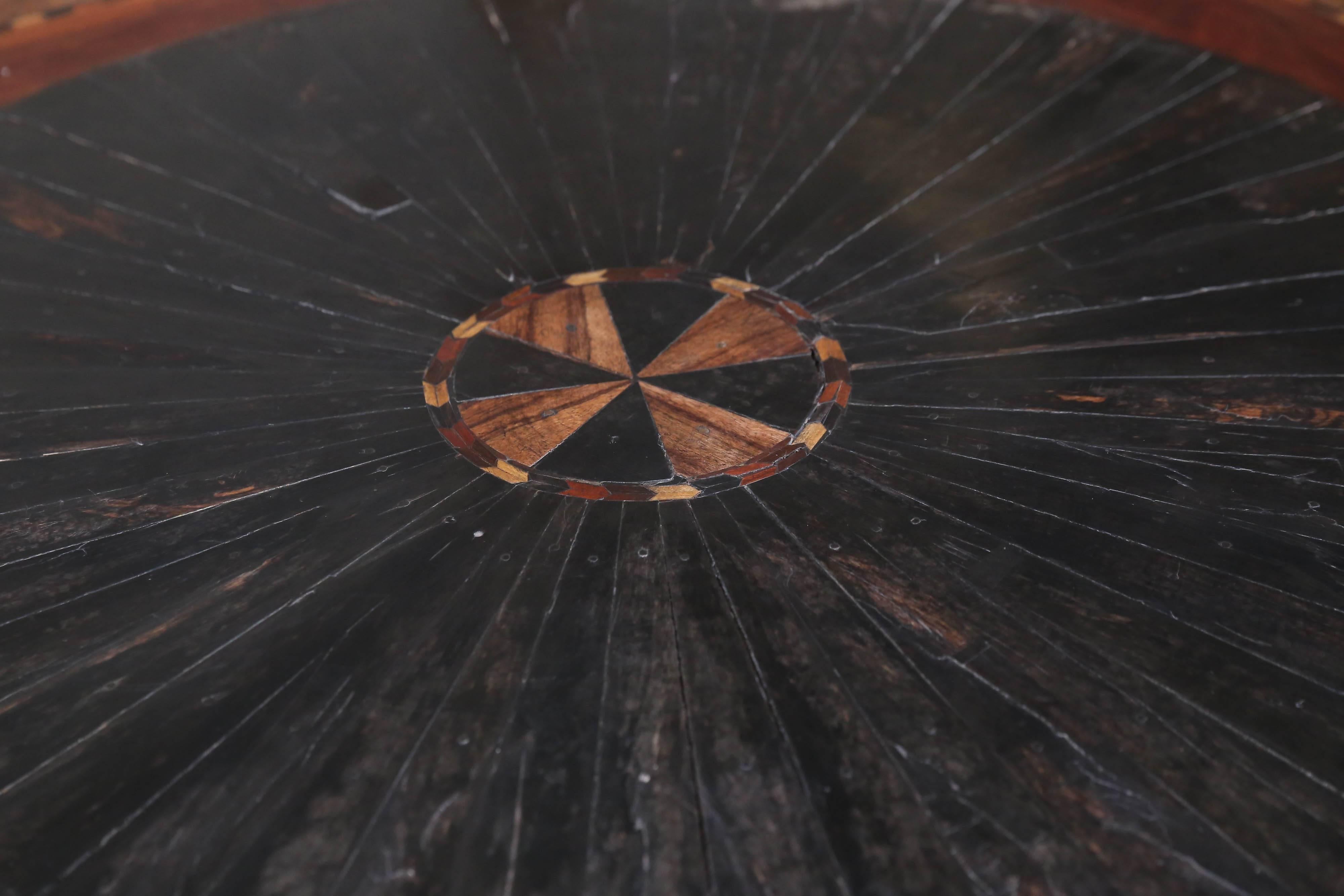 Extraordinary 1850s Solid Ebony Hexagonal Specimen Wood Table from Sri Lanka For Sale 1