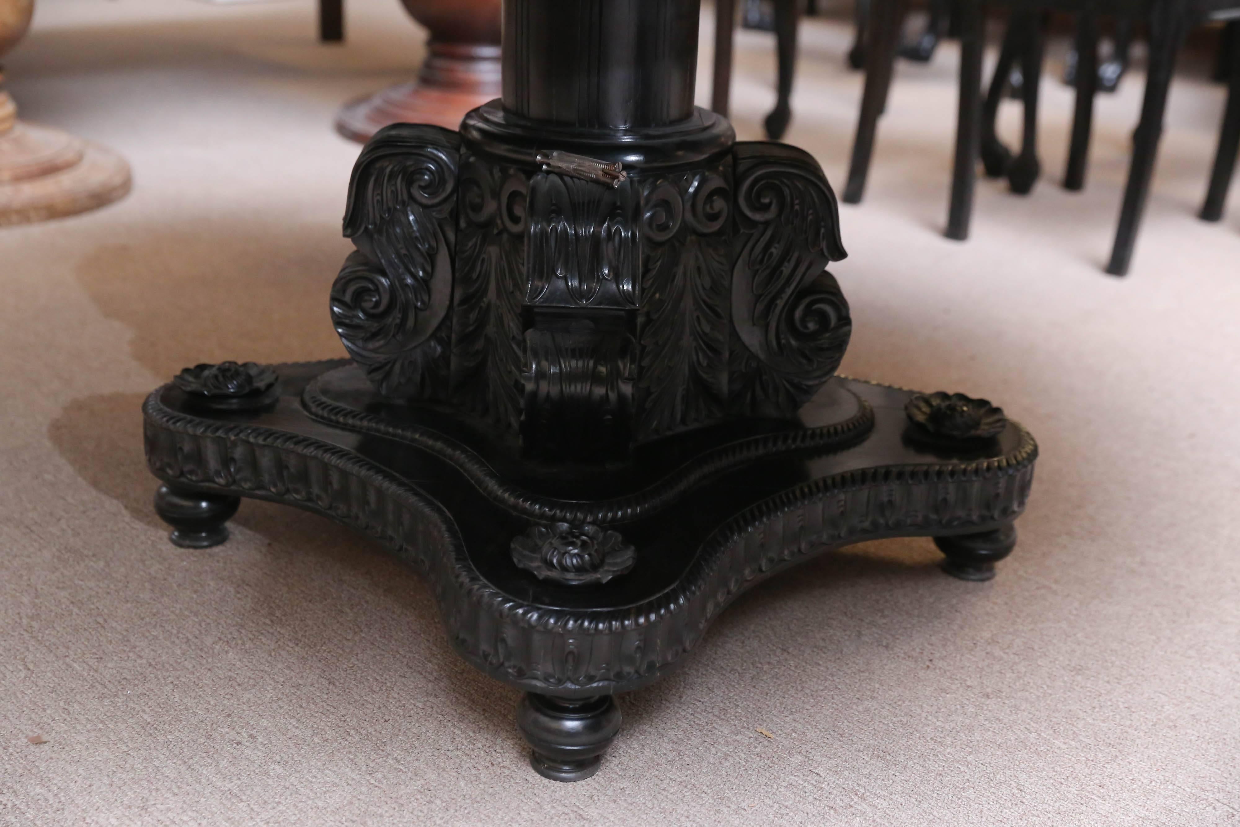 Extraordinary 1850s Solid Ebony Hexagonal Specimen Wood Table from Sri Lanka For Sale 3