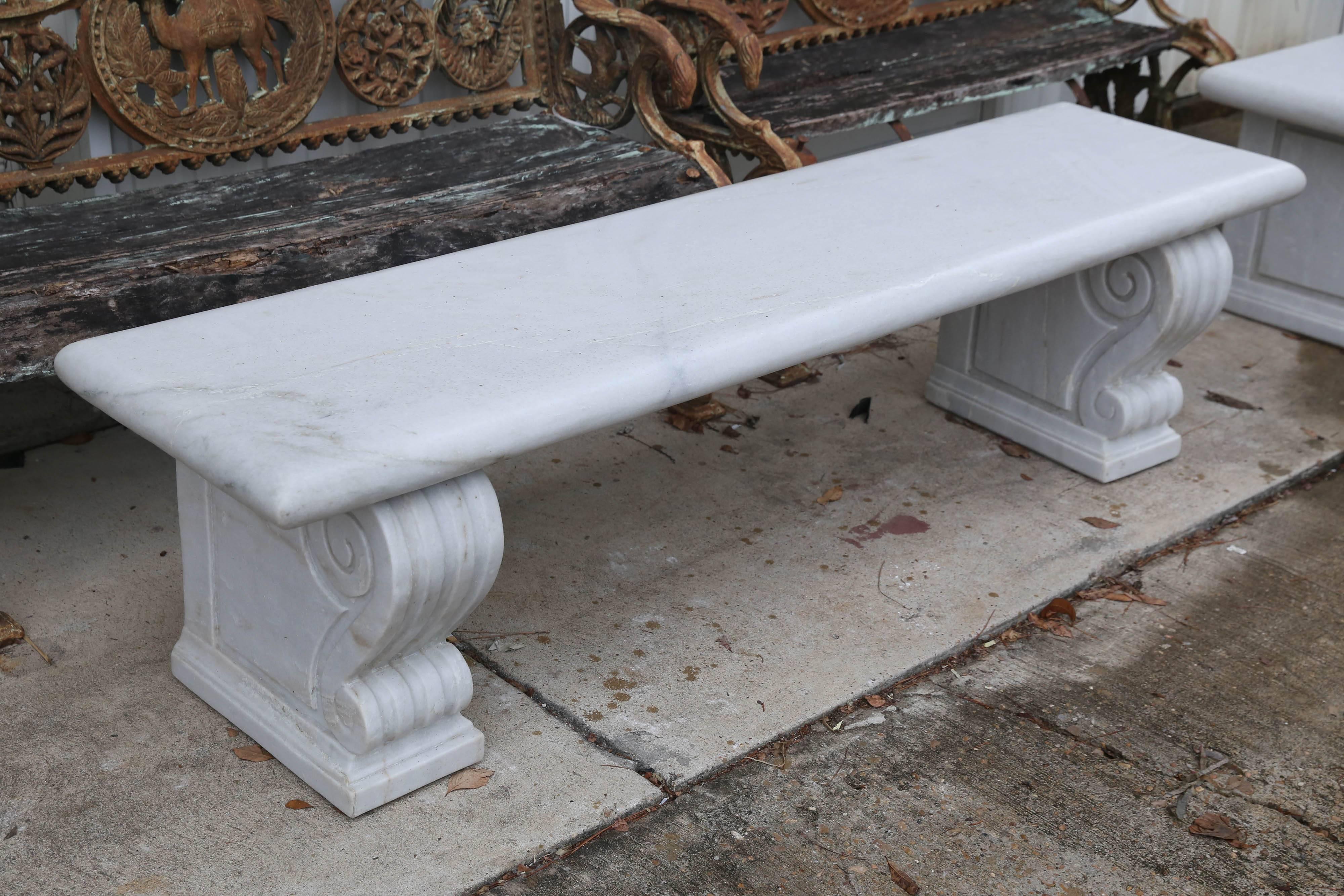 Midcentury Marble Garden Bench from a Park In Good Condition In Houston, TX