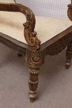 Pair of 19th Century Solid Satinwood Intricately Carved Plantation Chairs