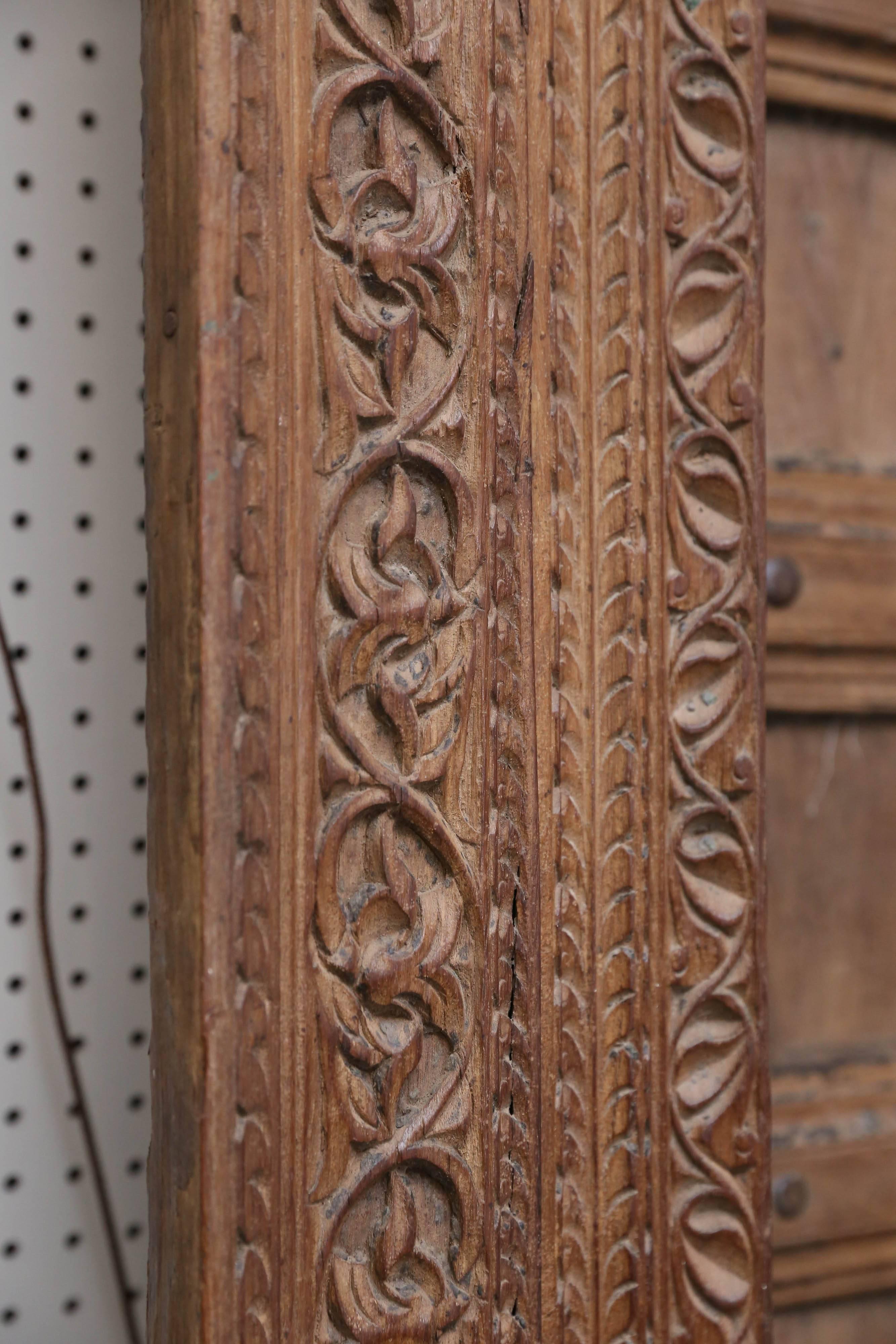 19th Century 1820s Monumental Solid Teak Wood Entry Door from a Fortress For Sale