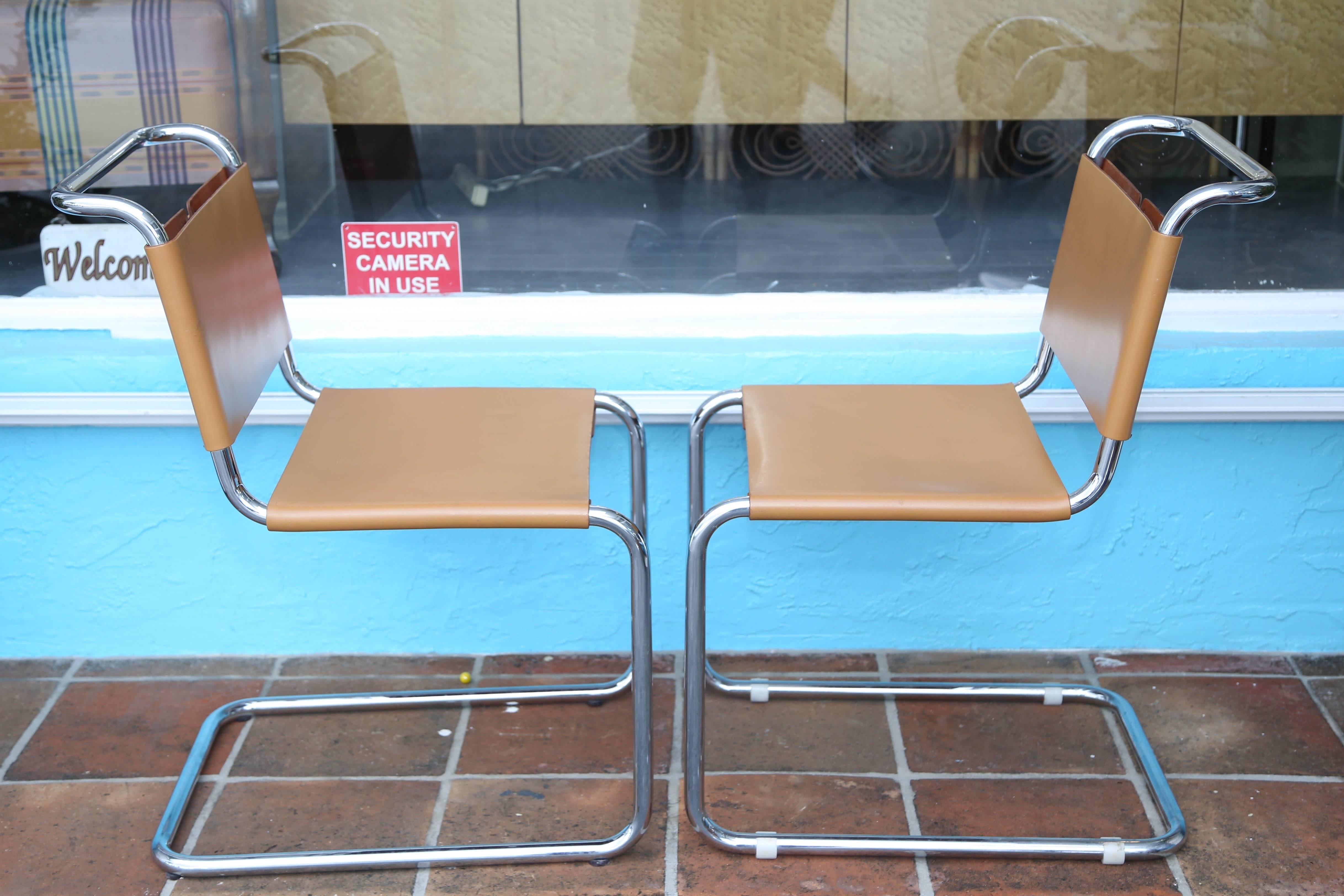 Bauhaus Pair of Knoll Marcel Breuer Cesca Side Chairs