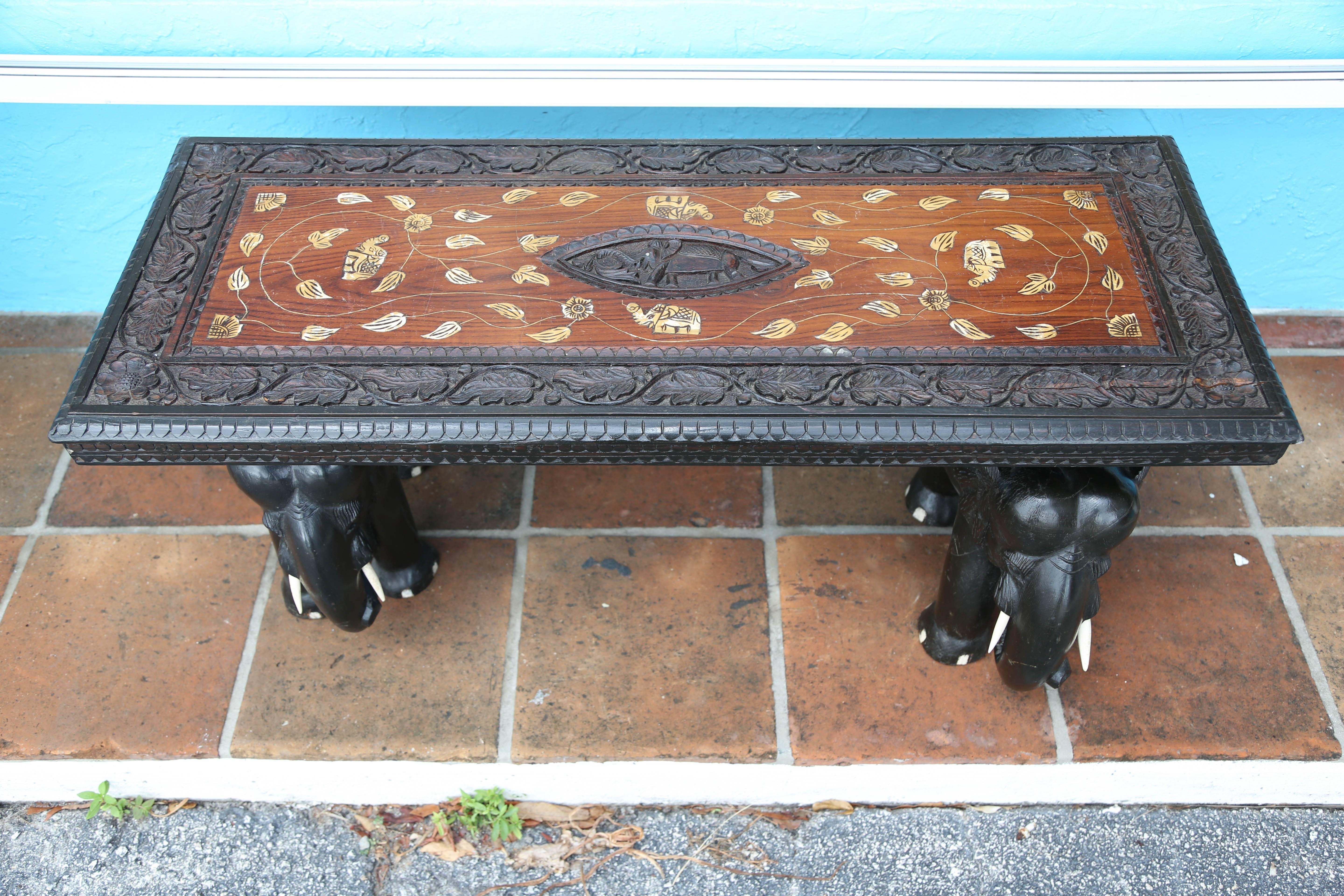 hand carved coffee table