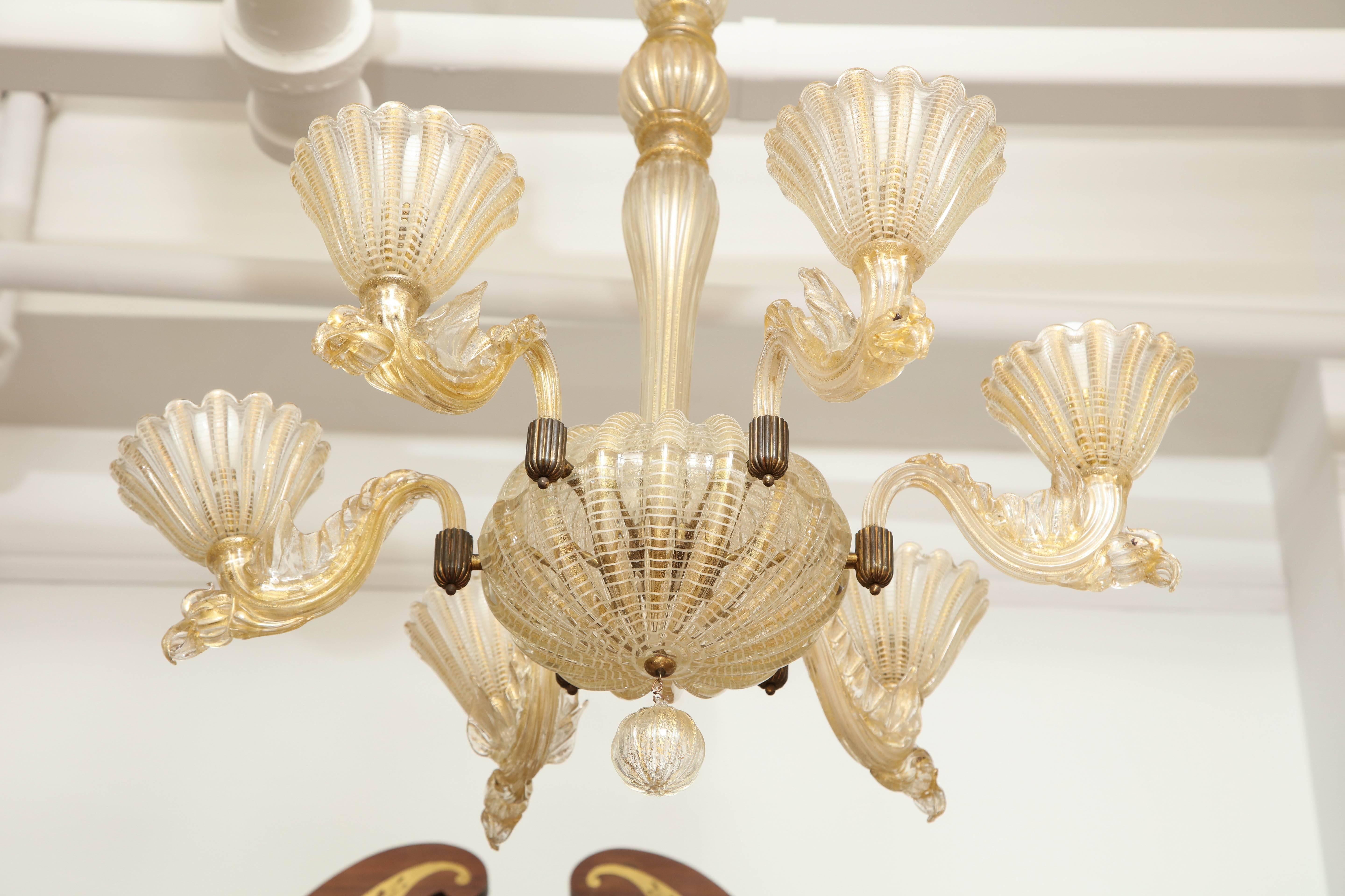 Art Deco Barovier & Toso Chandelier Made in Venice, 1935 For Sale