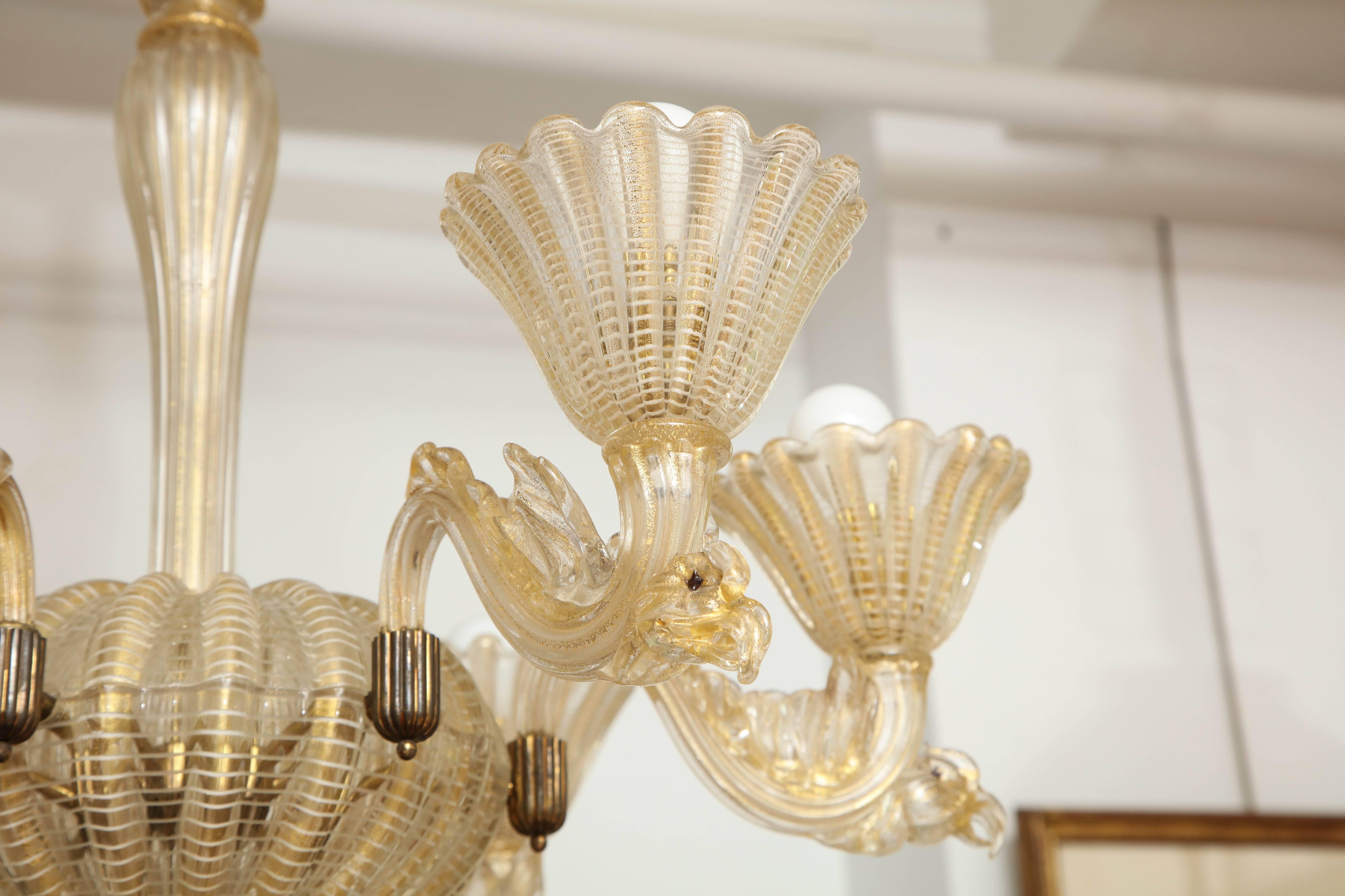 Italian Barovier & Toso Chandelier Made in Venice, 1935 For Sale