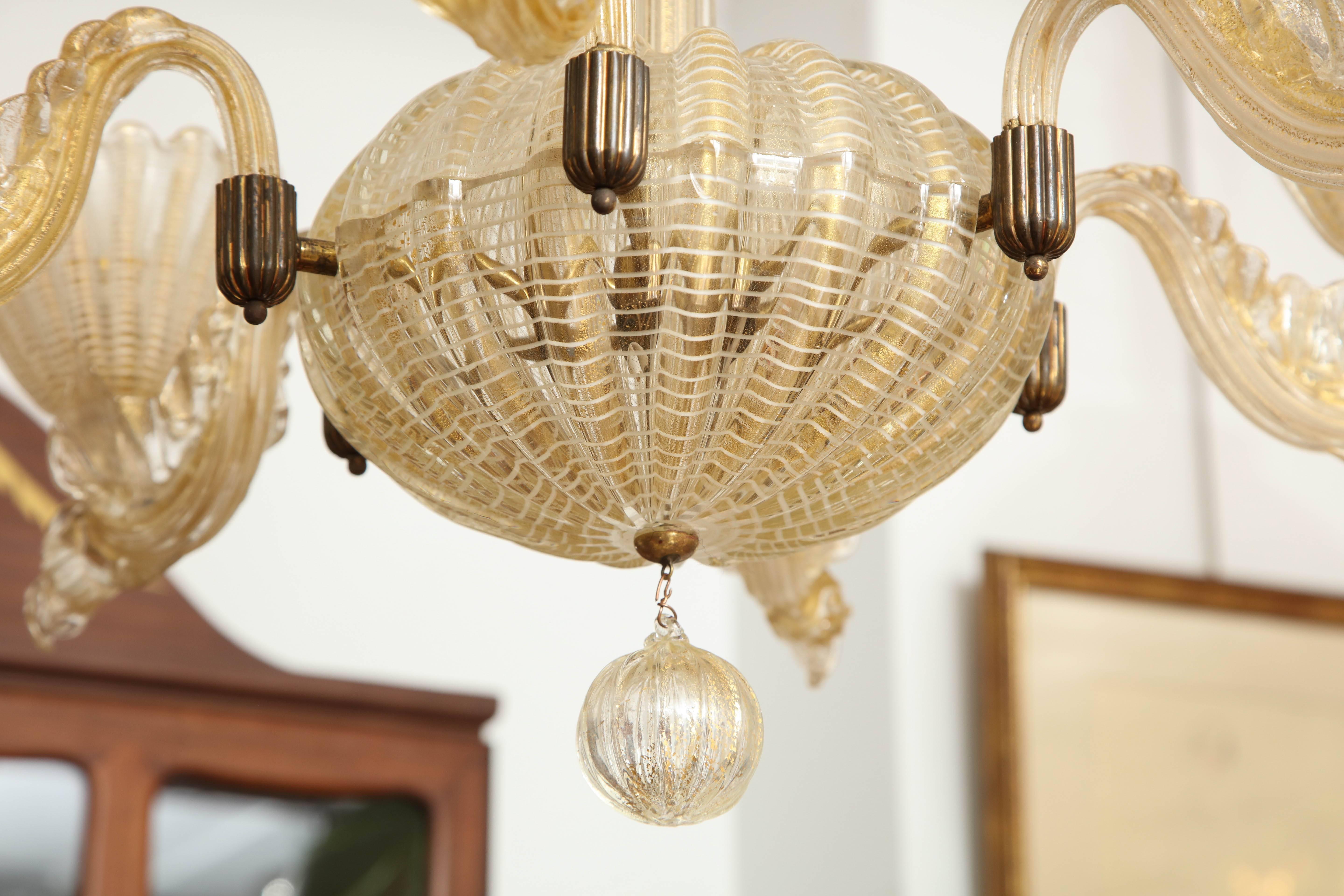 Mid-20th Century Barovier & Toso Chandelier Made in Venice, 1935 For Sale