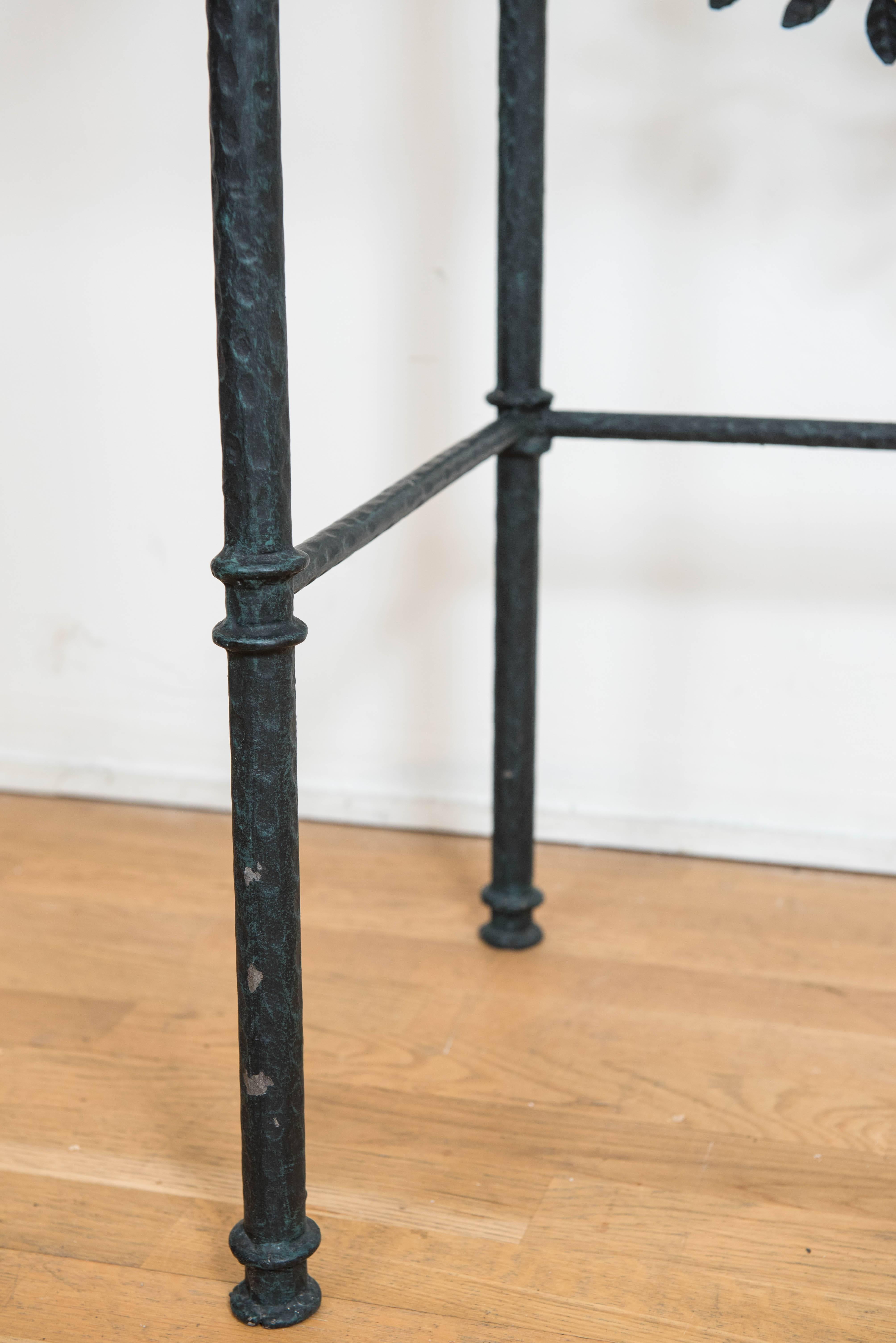 Cast Giacometti Style Console Table With Glass Top