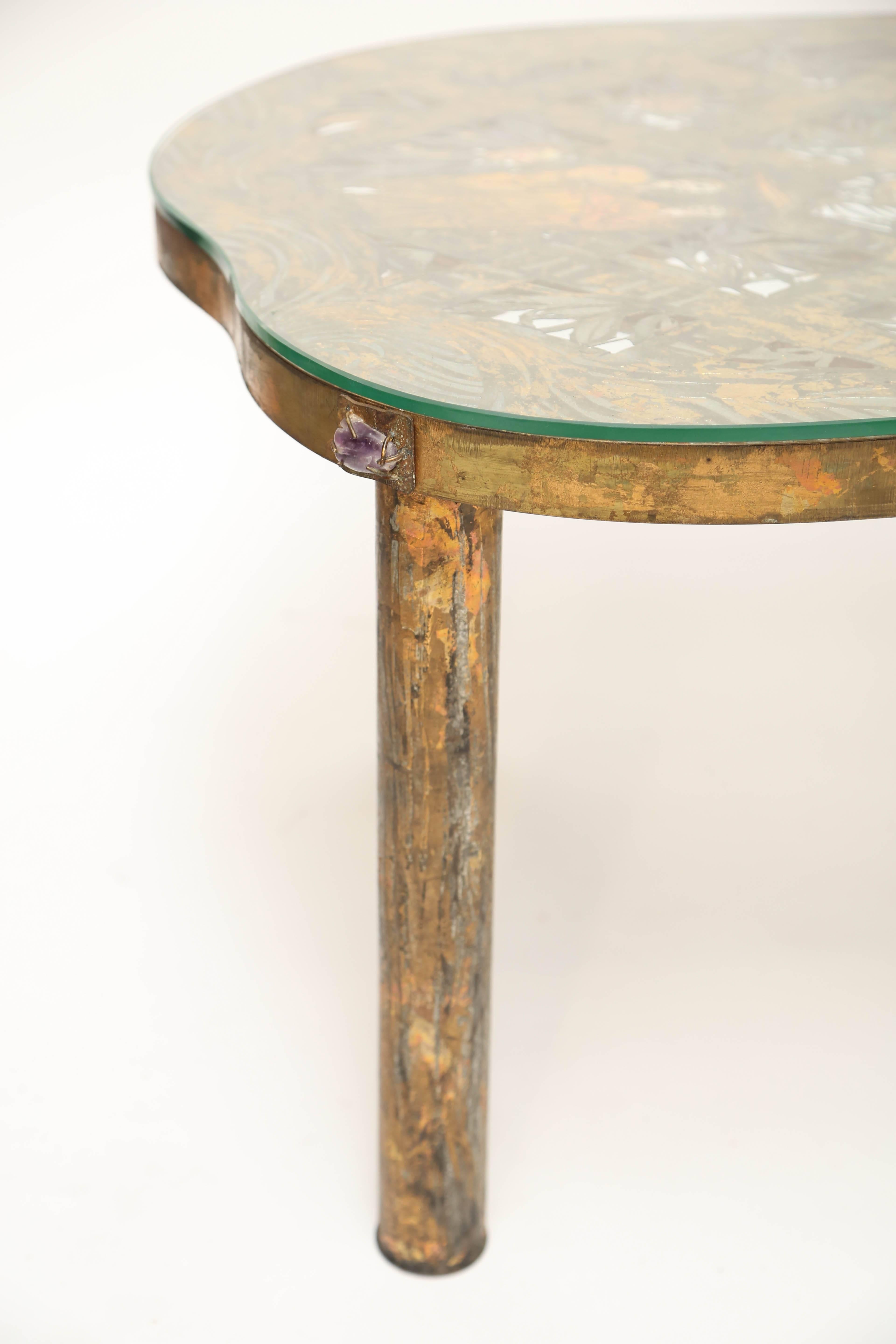 Mid-20th Century Custom Laverne Table with Amethyst Stones For Sale