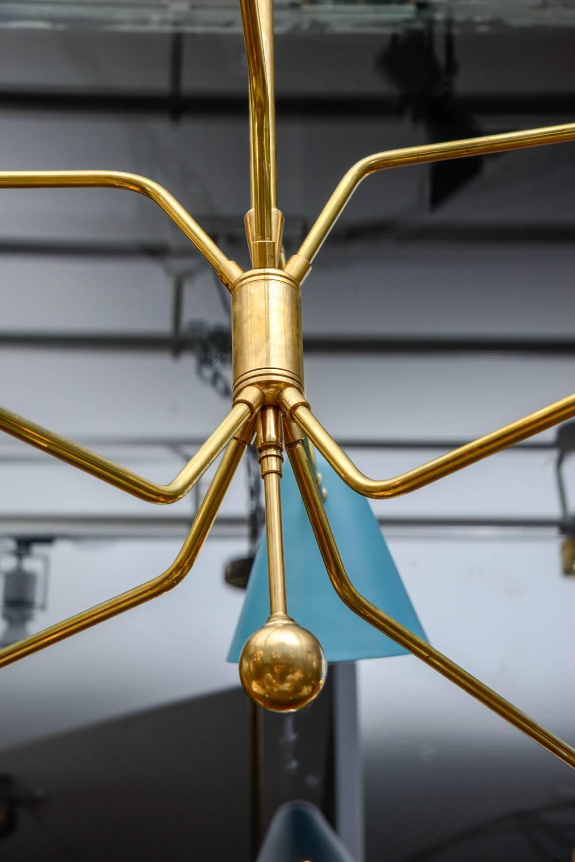 Modern Multicolor Cones and Brass Chandelier 1