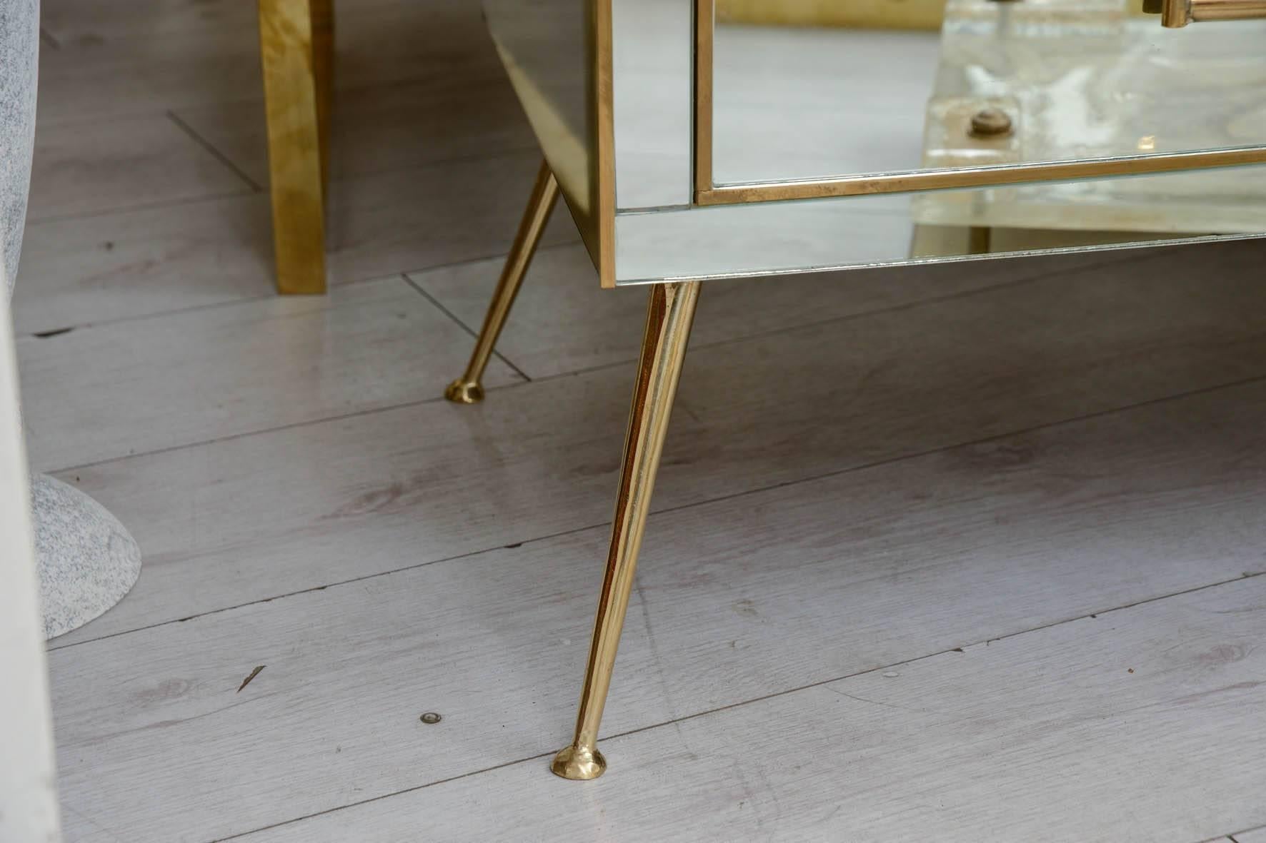 Brass Commode All in Mirror with Three Drawers