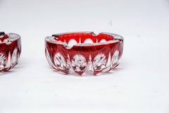 Pair of Ashtrays in Crystal Signed Saint Louis