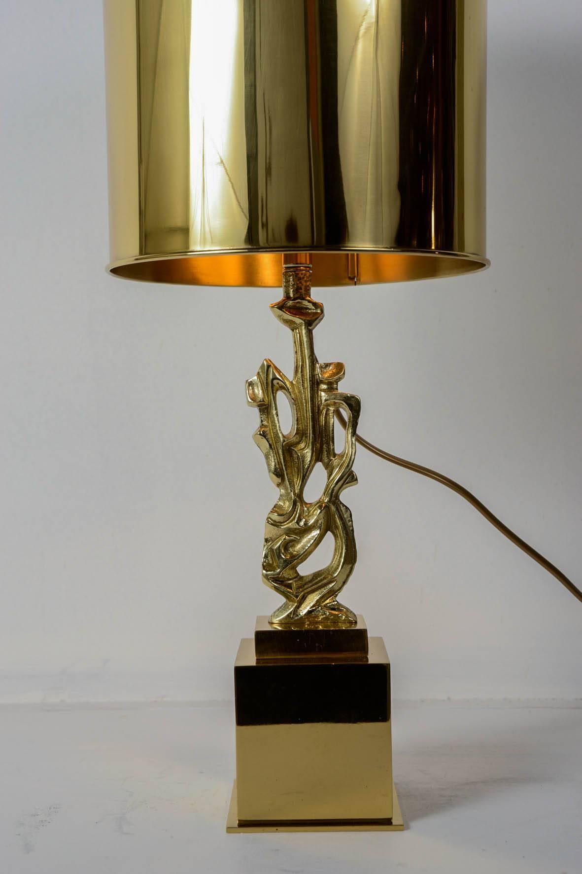 Pair of 1970s Bronze Lamps by Philippe Gabriel Papineau In Excellent Condition For Sale In Bois-Colombes, FR