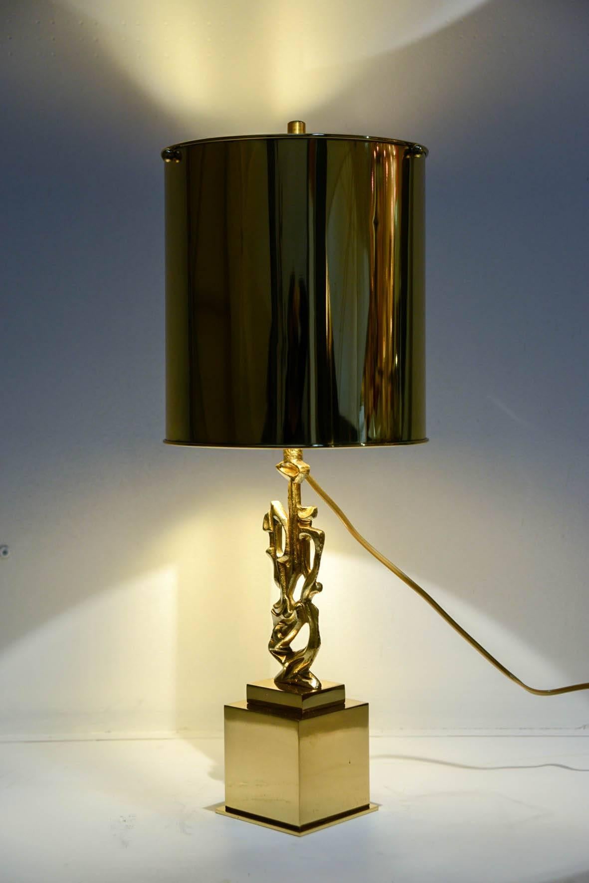 Pair of 1970s Bronze Lamps by Philippe Gabriel Papineau For Sale 1