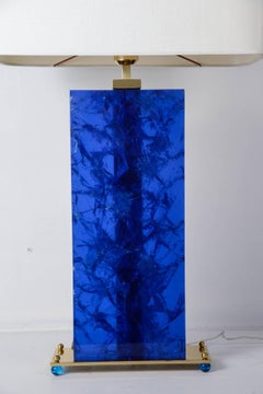 Pair of Crushed Ice Resin Lamps by Franco Gavagni for Régis Royant Gallery