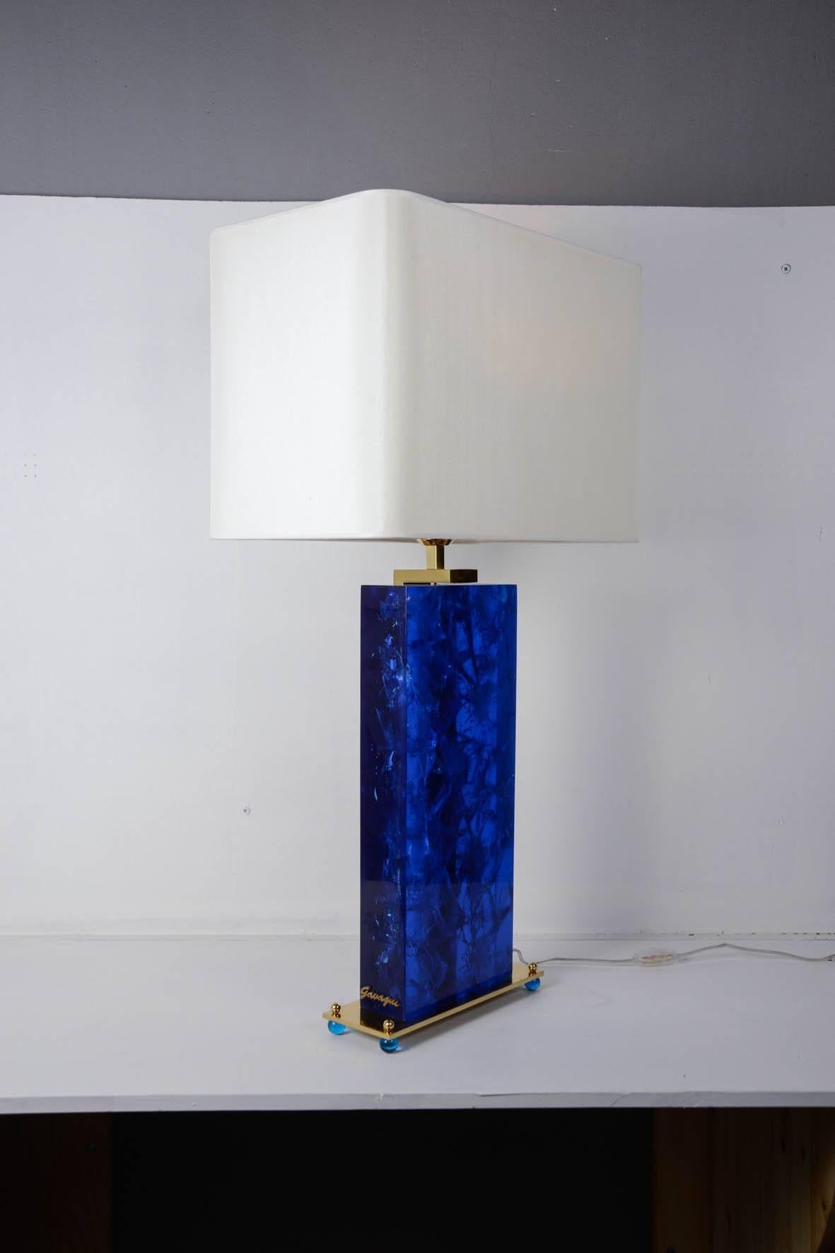 XXIe siècle et contemporain Paire de lampes en résine de glace concassée de Franco Gavagni pour la galerie Rgis Royant en vente