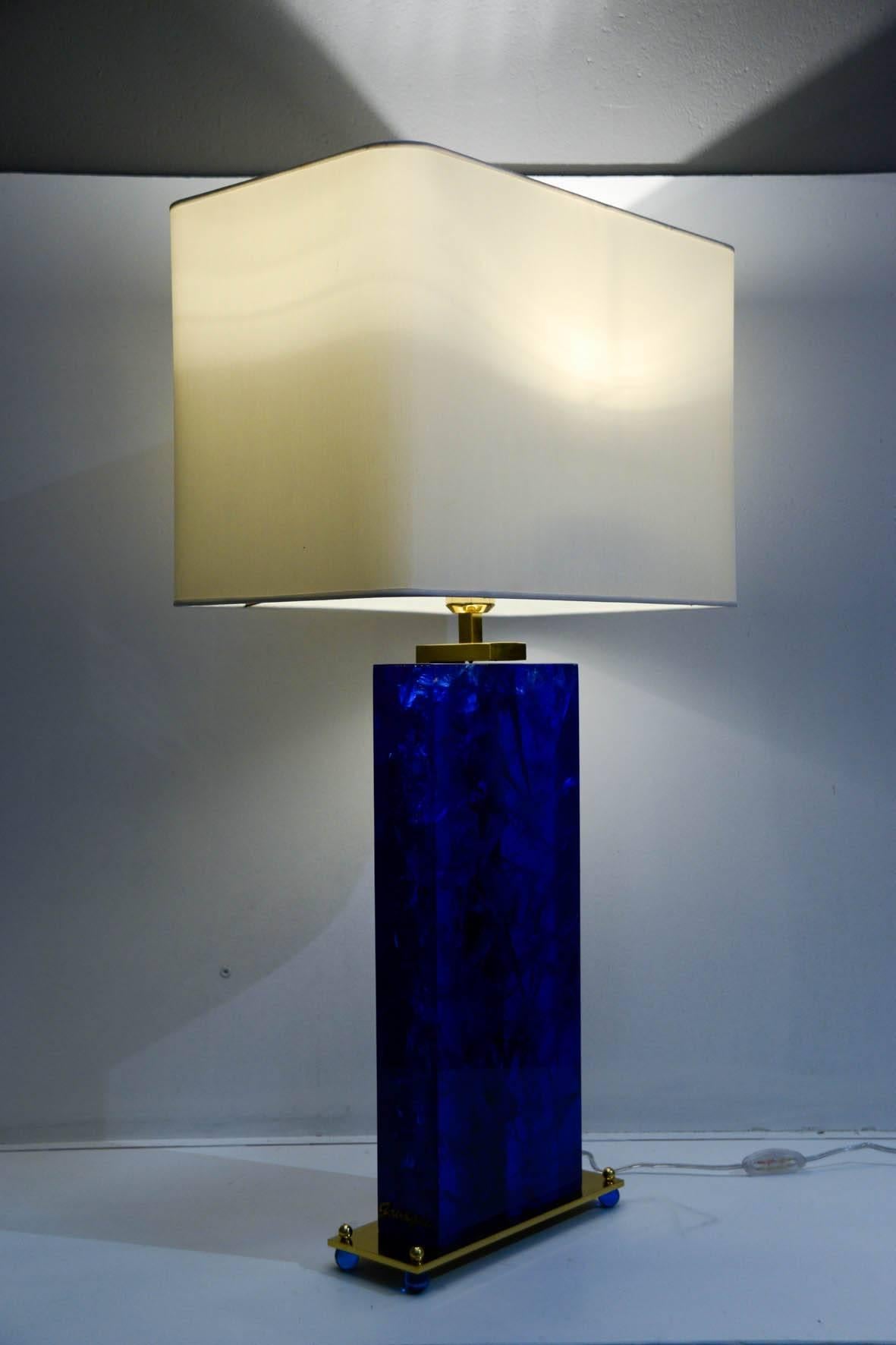 Résine Paire de lampes en résine de glace concassée de Franco Gavagni pour la galerie Rgis Royant en vente