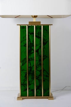 Pair of Lamps in Crushed Ice Resin by Franco Gavagni for Régis Royant Gallery