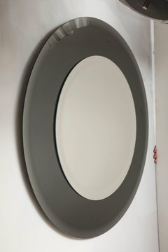 Round Beveled Mirror with Smoke Glass Border