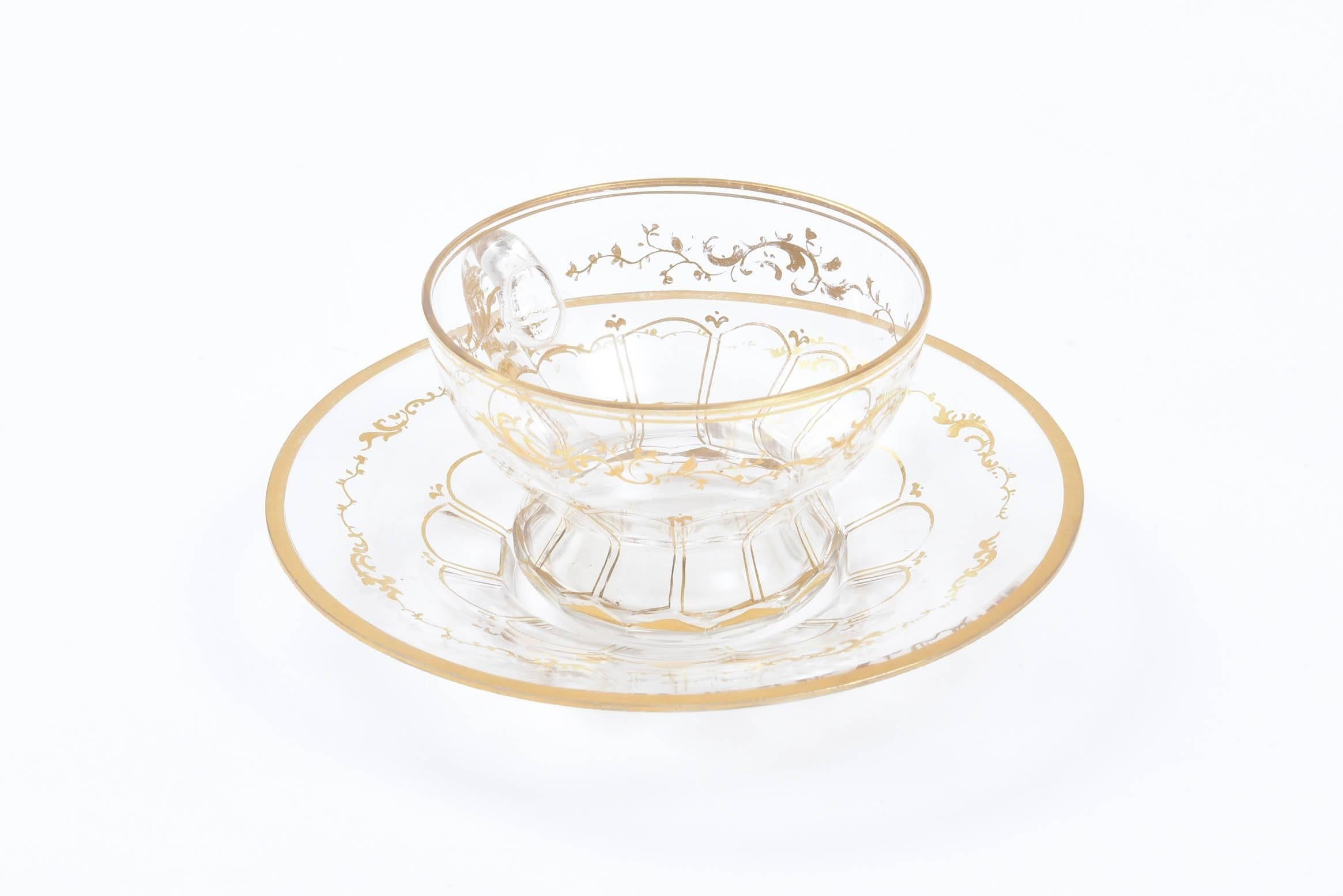Eight Sets of Gilt Glass Tea Service Cup and Saucers 1