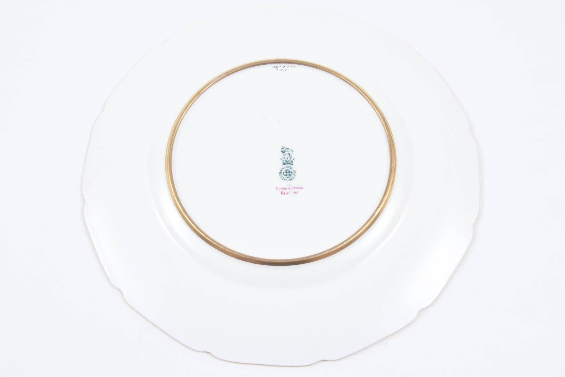Six Custom for Tiffany Cobalt Blue & Gilt Encrusted Dinner Plates, English 2