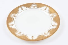 12 Antique English White Gold Embossed Plates, Dinner, Buffet or Dessert