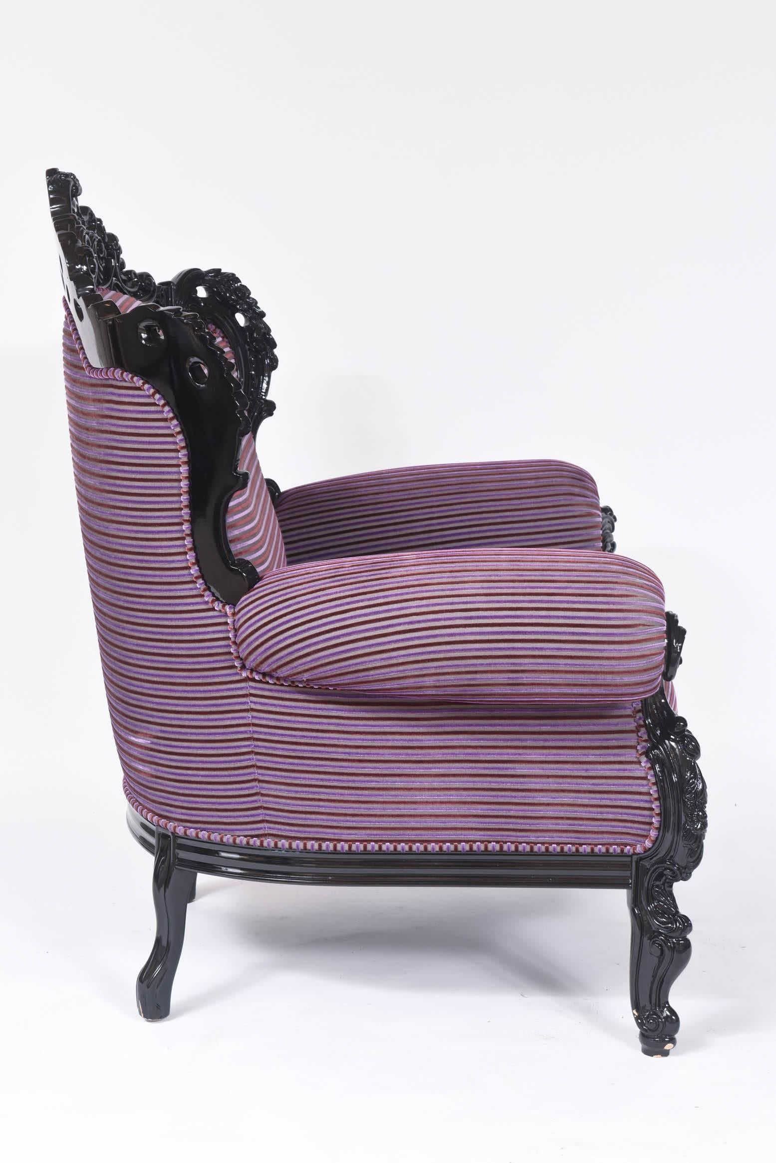 Late 20th Century Custom Carlo Rampazzi Oversized Armchair, Black with Custom Purple Upholstery