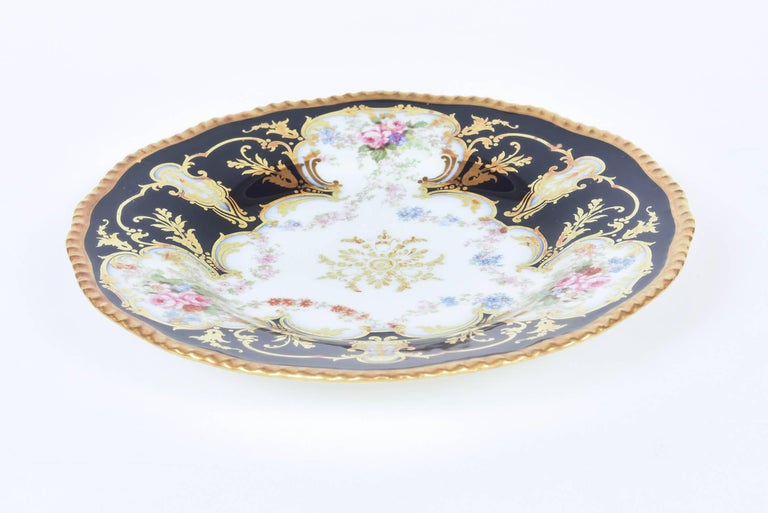 Vintage Limoges Cobalt & Gold Gilt Rim 18cm Bread and Butter Plate