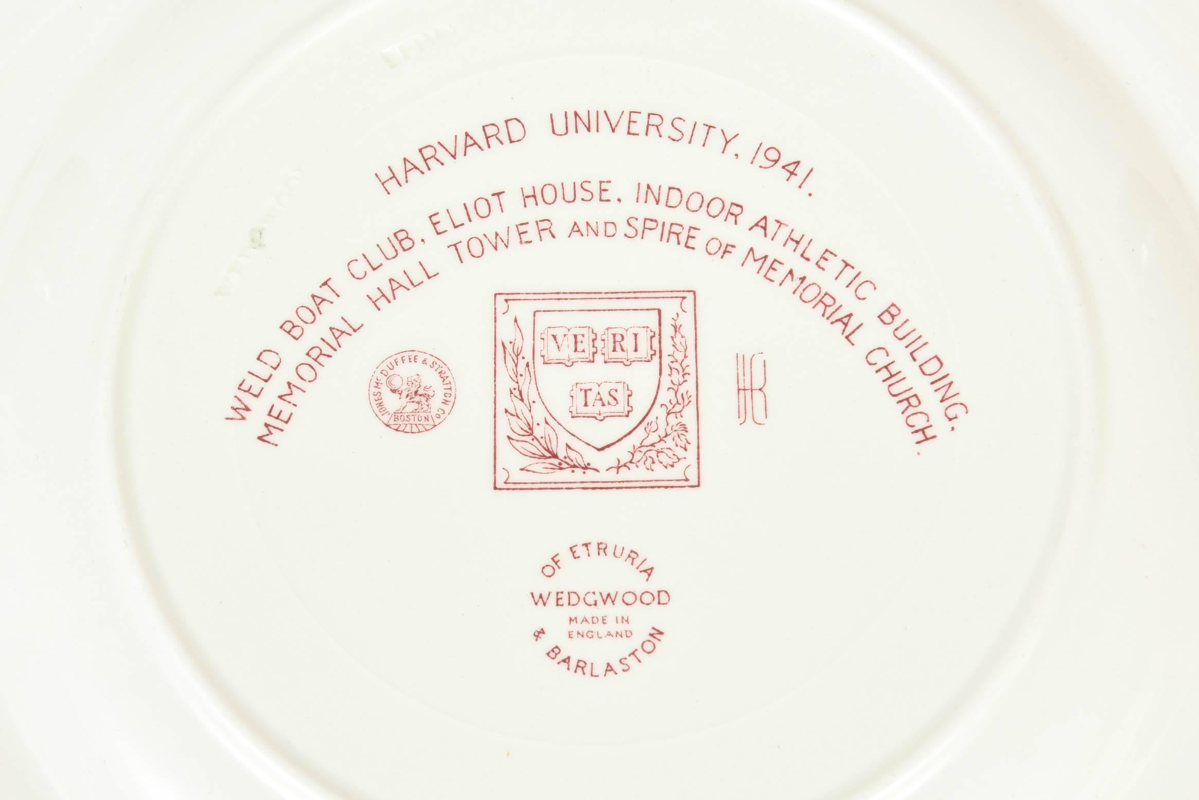 Mid-20th Century Harvard University Dinner Plate by Wedgwood, England