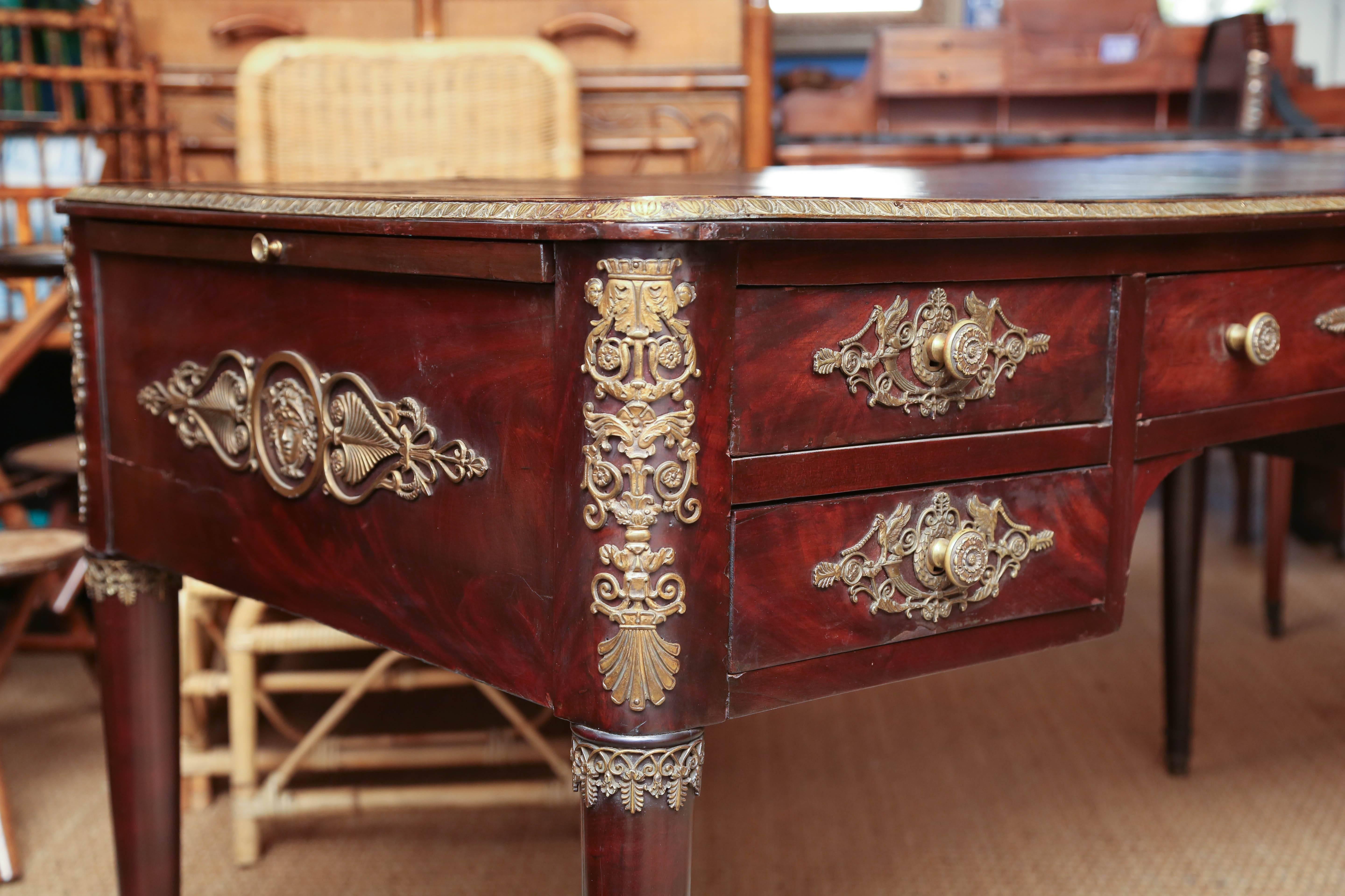 Superb 19th Century French Mahogany Empire Partners Desk In Good Condition In West Palm Beach, FL