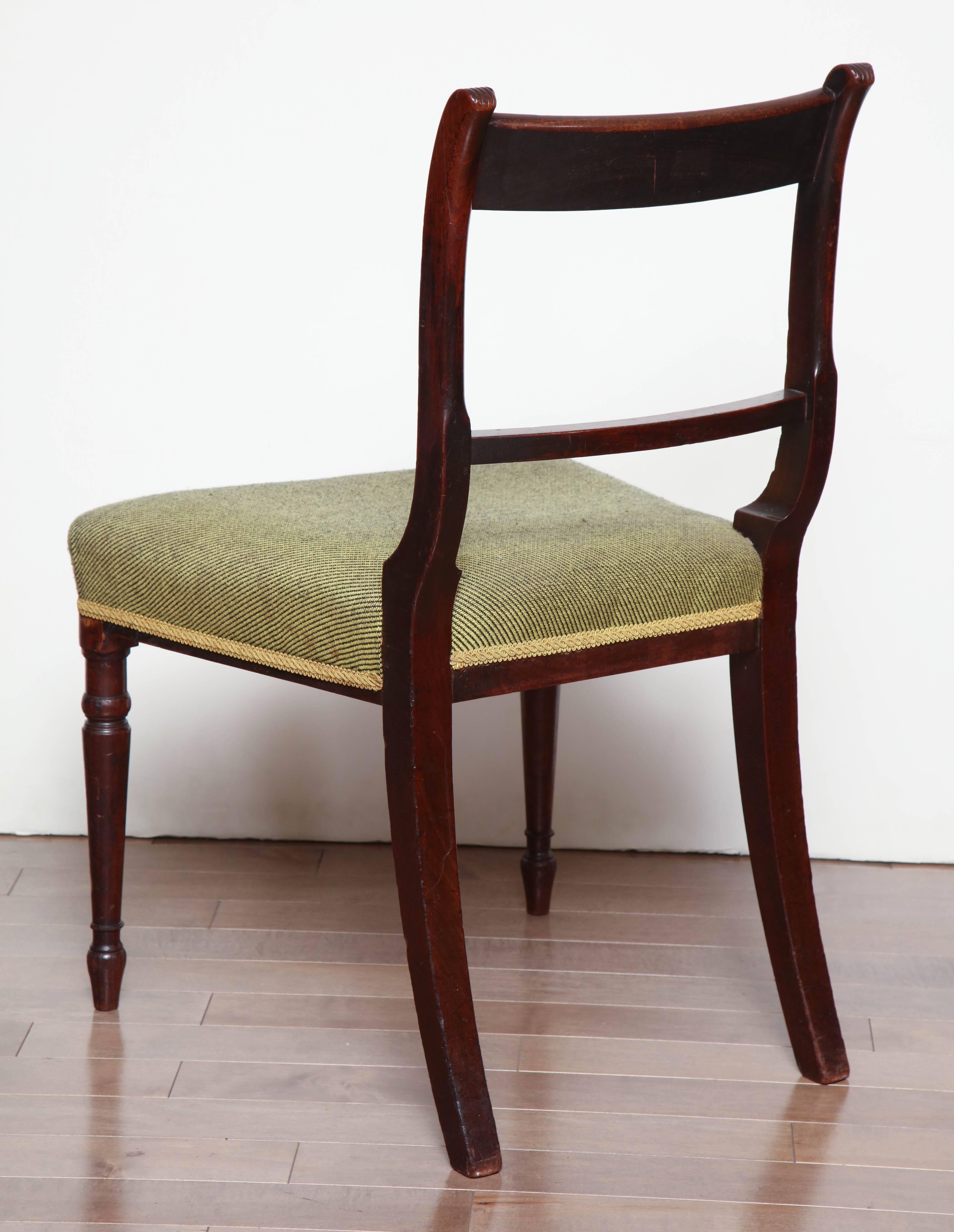 Early 19th Century Pair of Irish, Neoclassical Mahogany Side Chairs, circa 1810-1820
