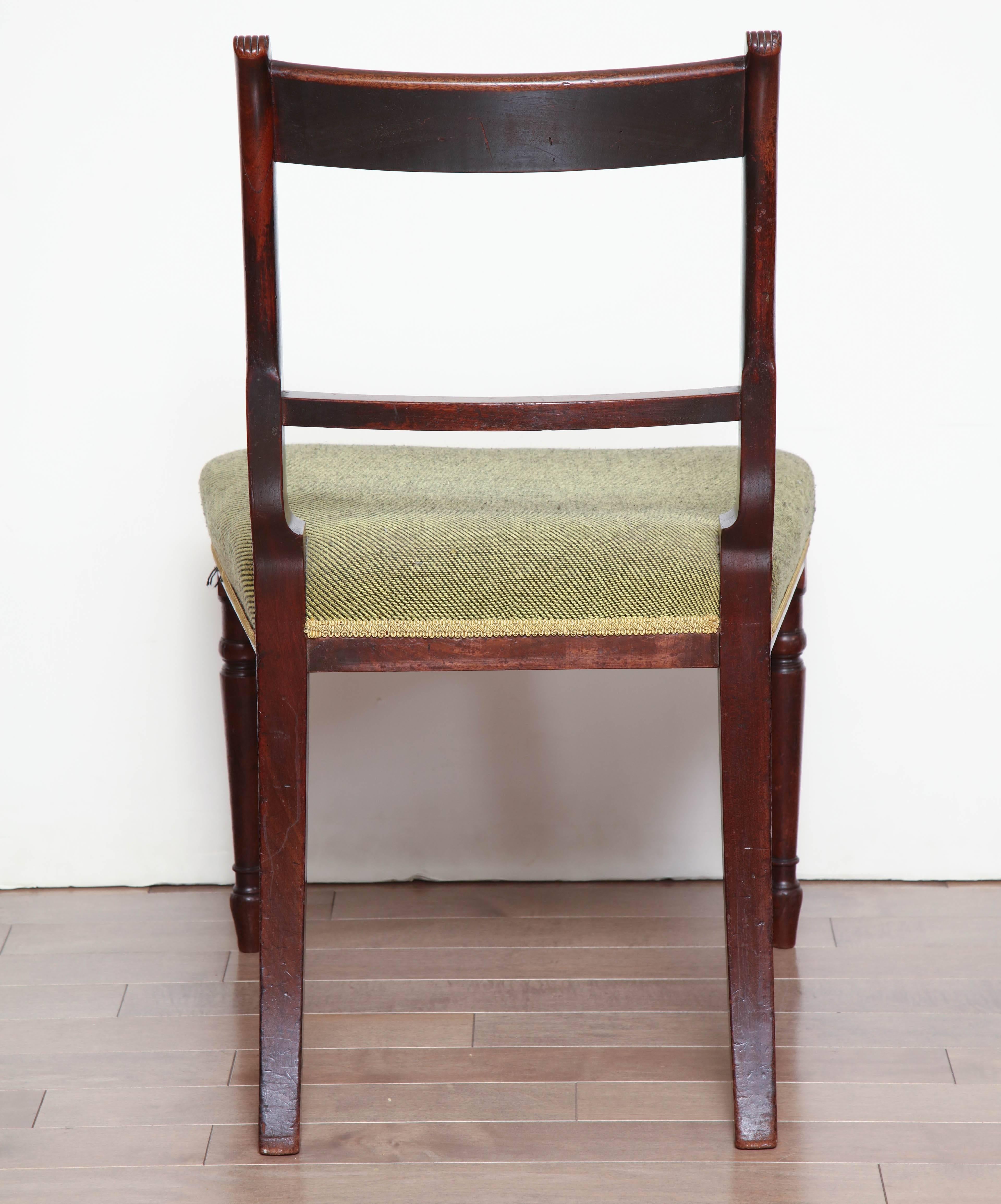Pair of Irish, Neoclassical Mahogany Side Chairs, circa 1810-1820 1