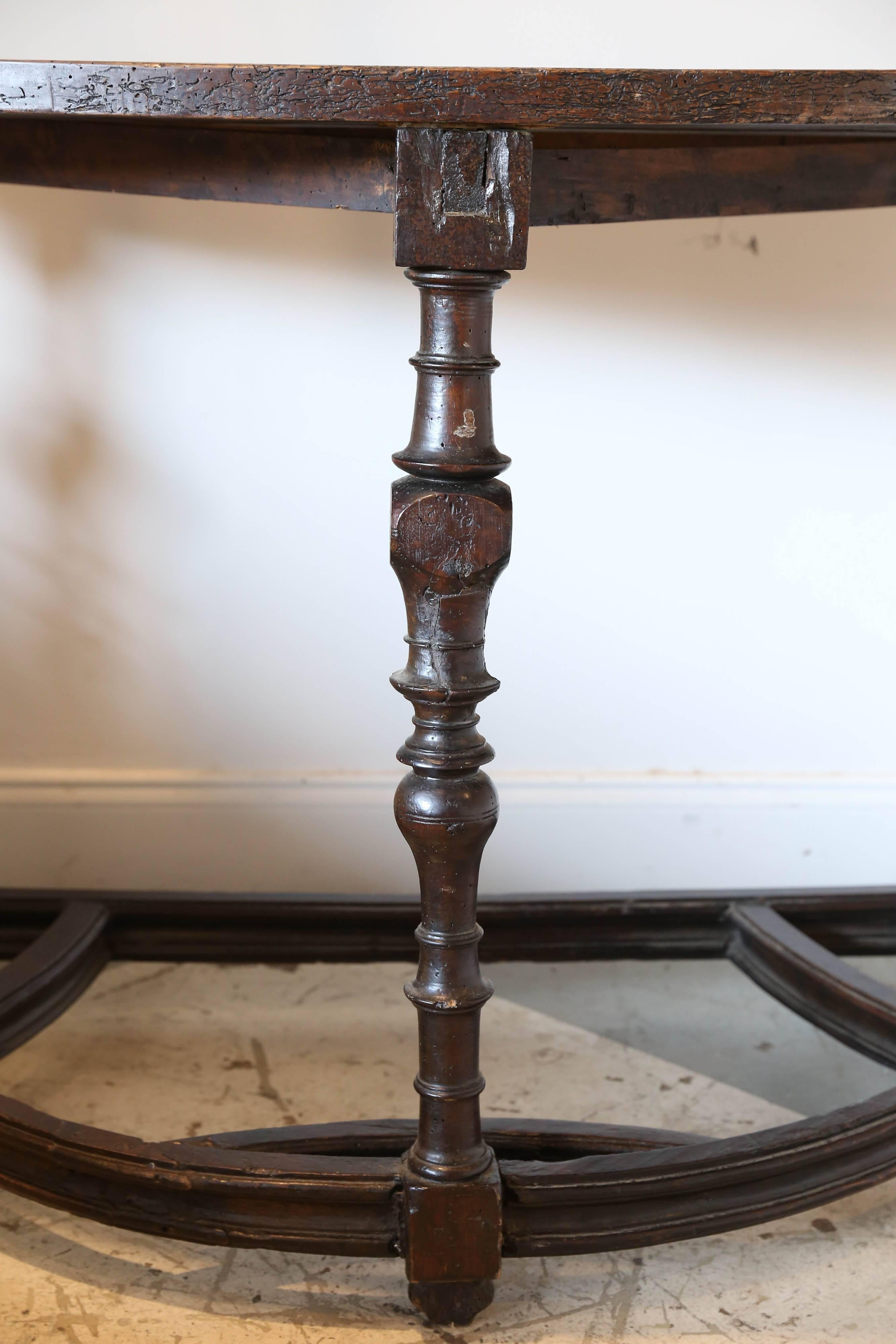 Carved 18th Century Tuscan Italian Demilune Console Table