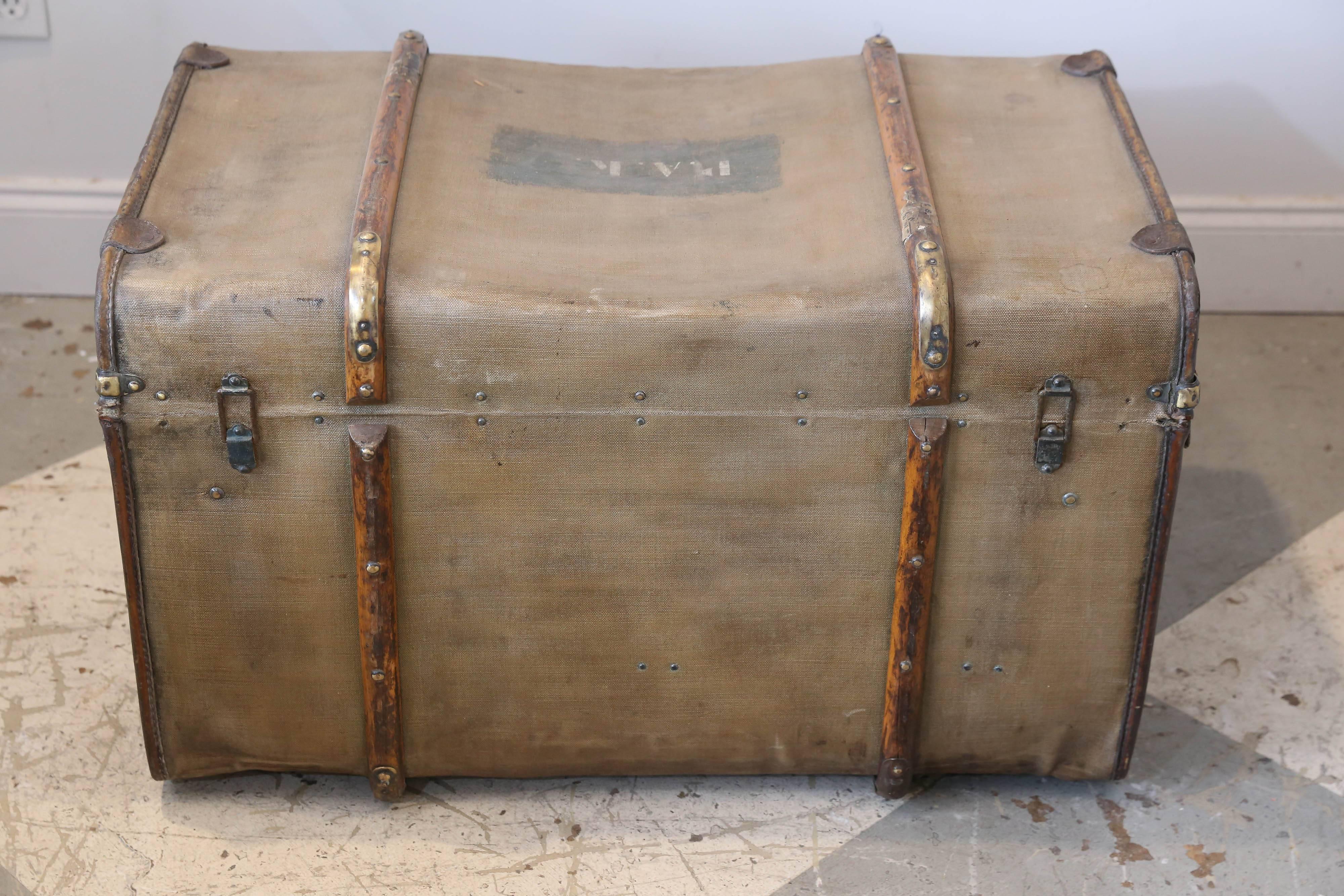 1940s Royal WWII Canvas Artillery Trunk Found in France 1