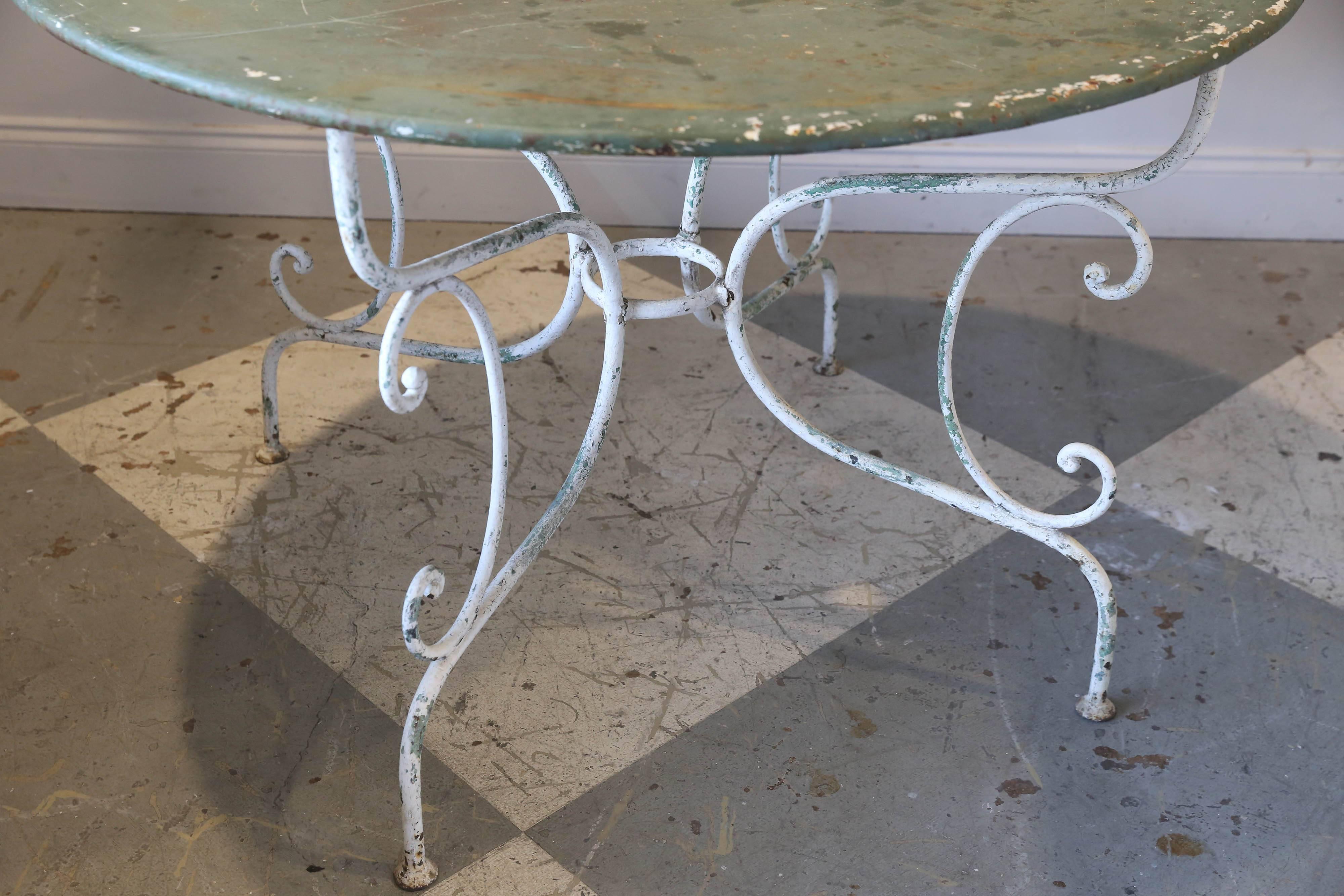 1930s Rustic Metal Garden Table Found in France 1