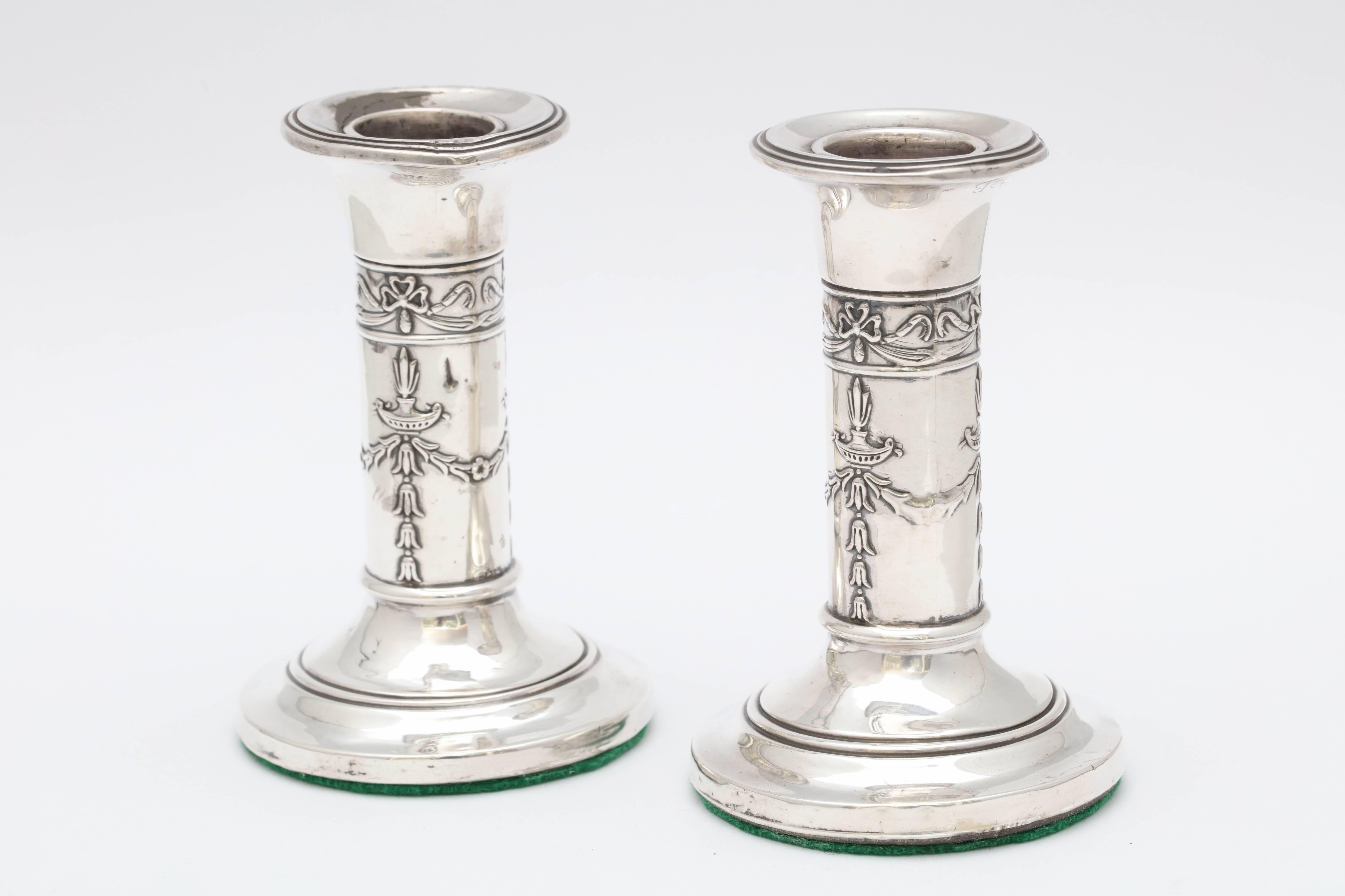 Pair of Small Edwardian Sterling Silver Candlesticks 1