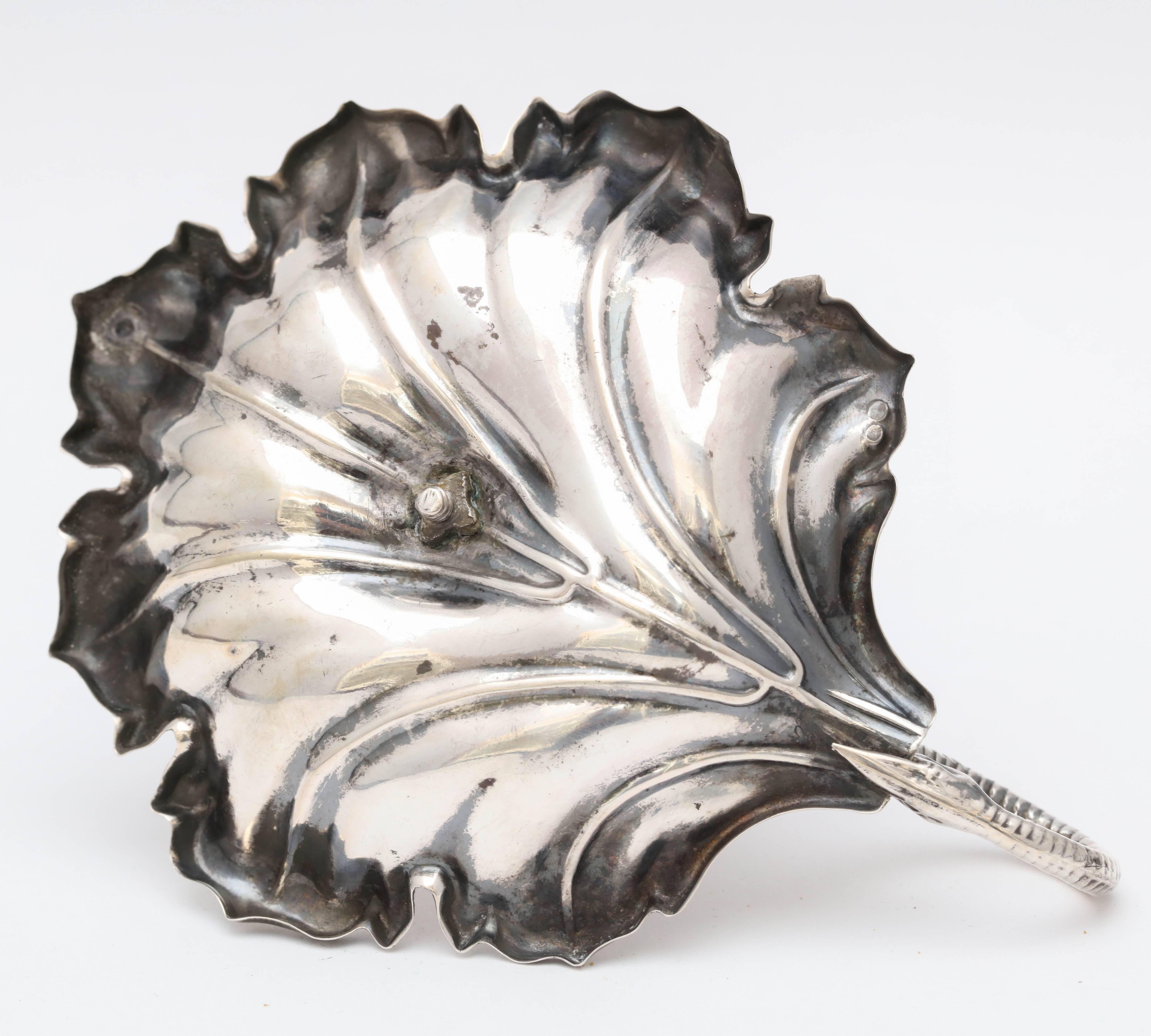 Victorian Continental Silver ‘.800’ Leaf Form Chamberstick with Snake Handle 1
